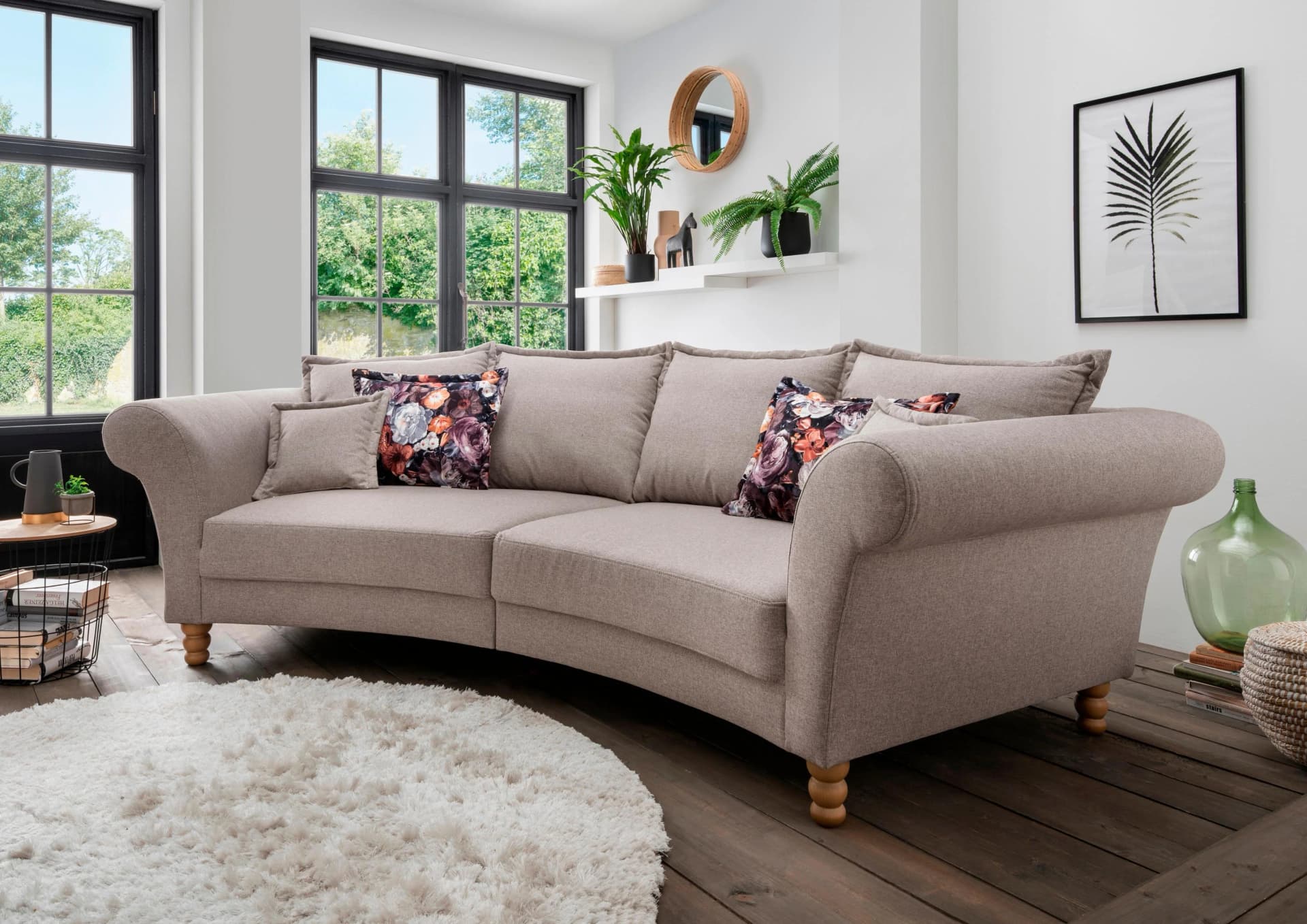 Home Affaire Big-Sofa Tassilo Taupe Geschwungen