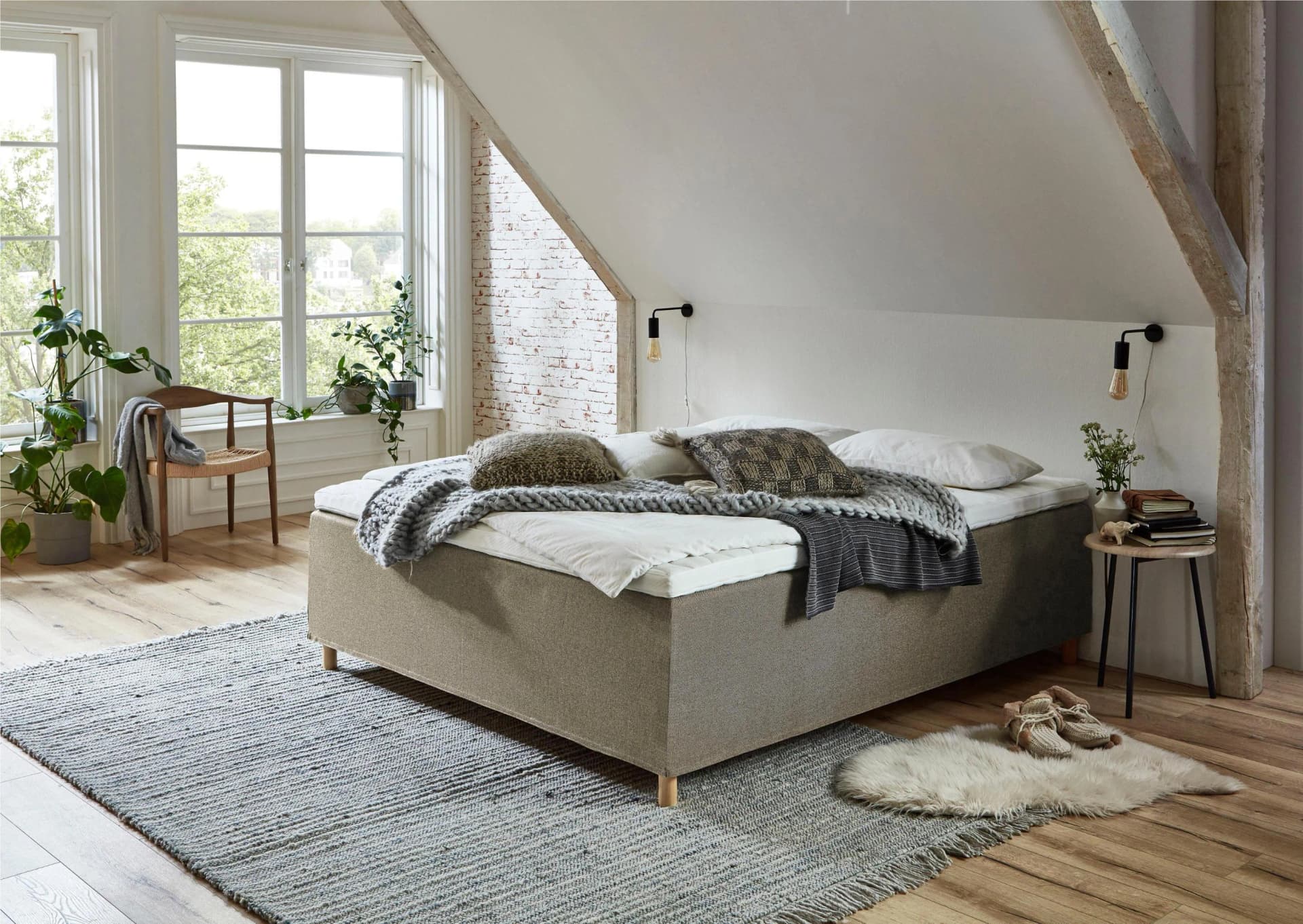 Boxbett HOME AFFAIRE Thorsby Creme Boxspringbett 160x200