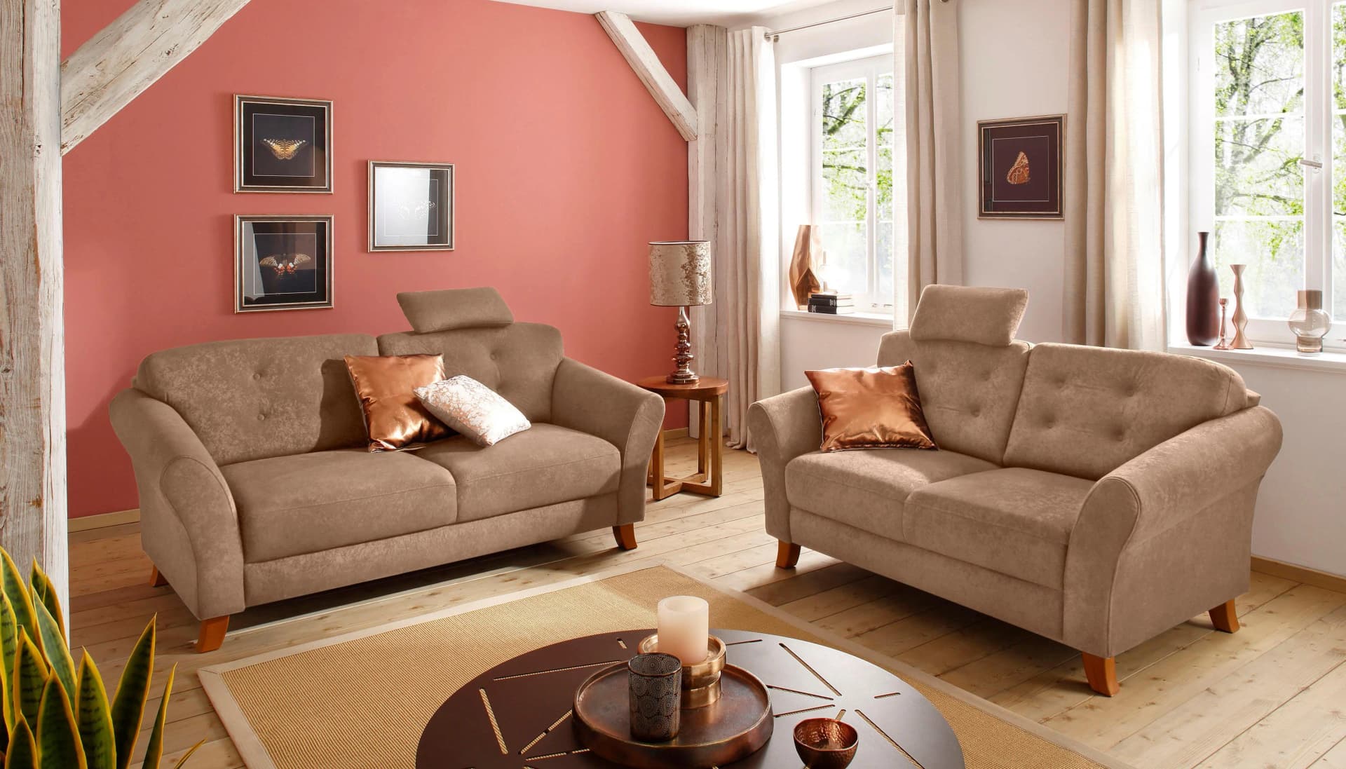 Home Affaire Trondheim 2-Sitzer Sofa Braun Lederoptik