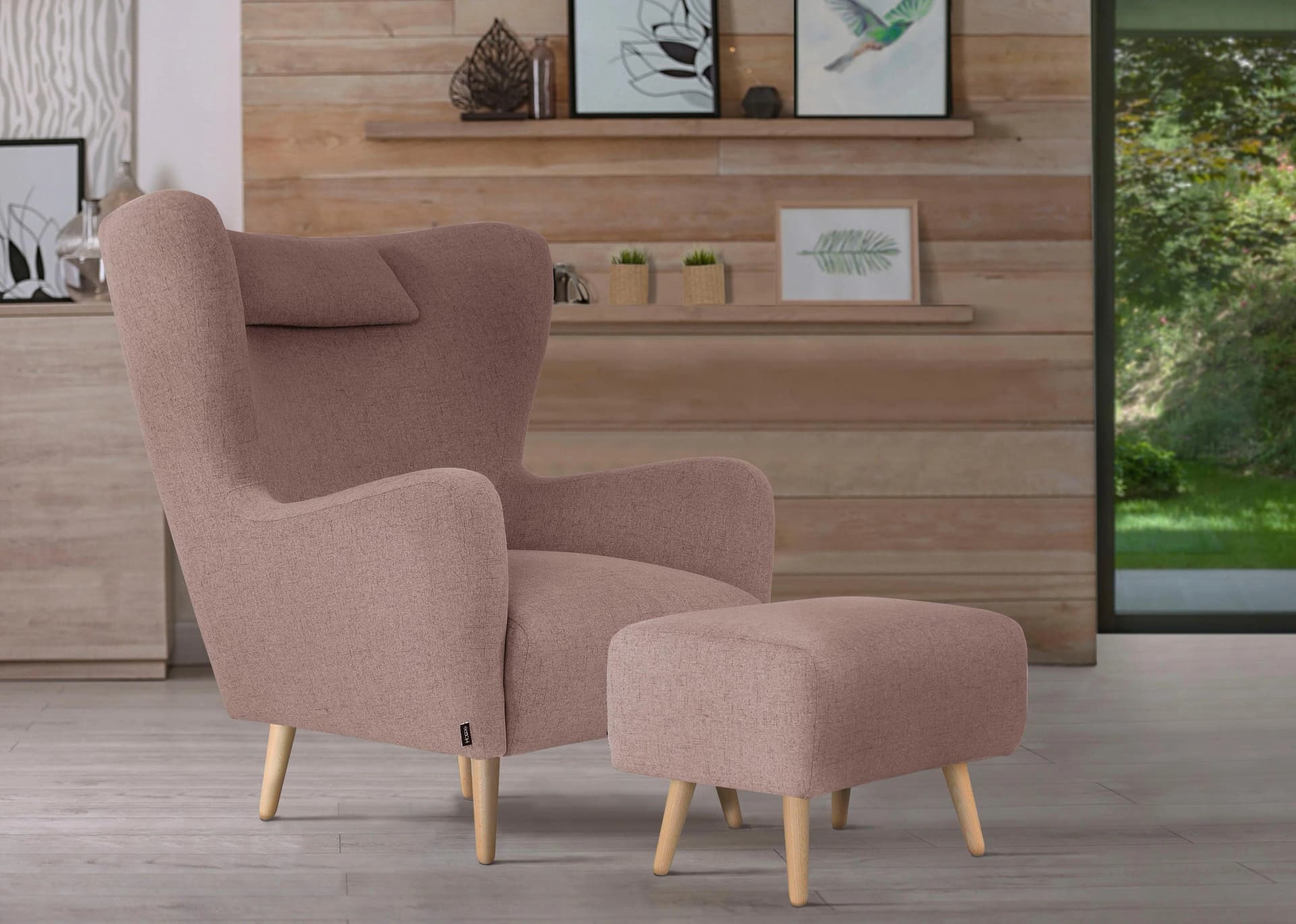 Home Affaire Sessel Telford Rosé Ohrensessel mit Zierkissen