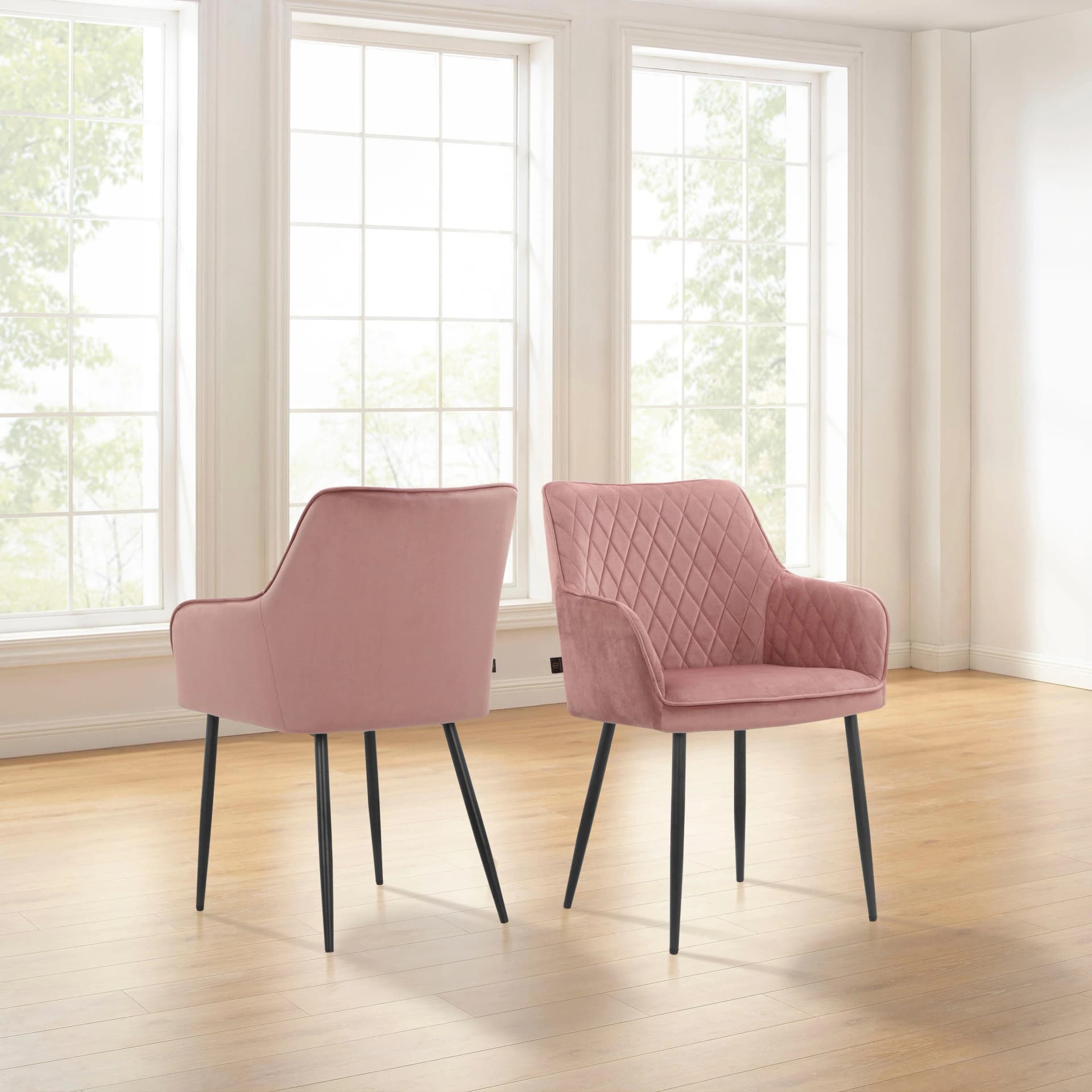 OTTO HOME Montmerle Armlehnstuhl Rosa Schwarz Veloursstoff