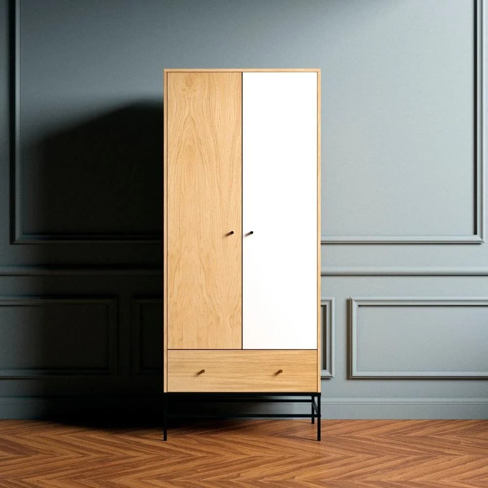 Kleiderschrank ANDAS Flora Weiß Eiche Skandinavisch