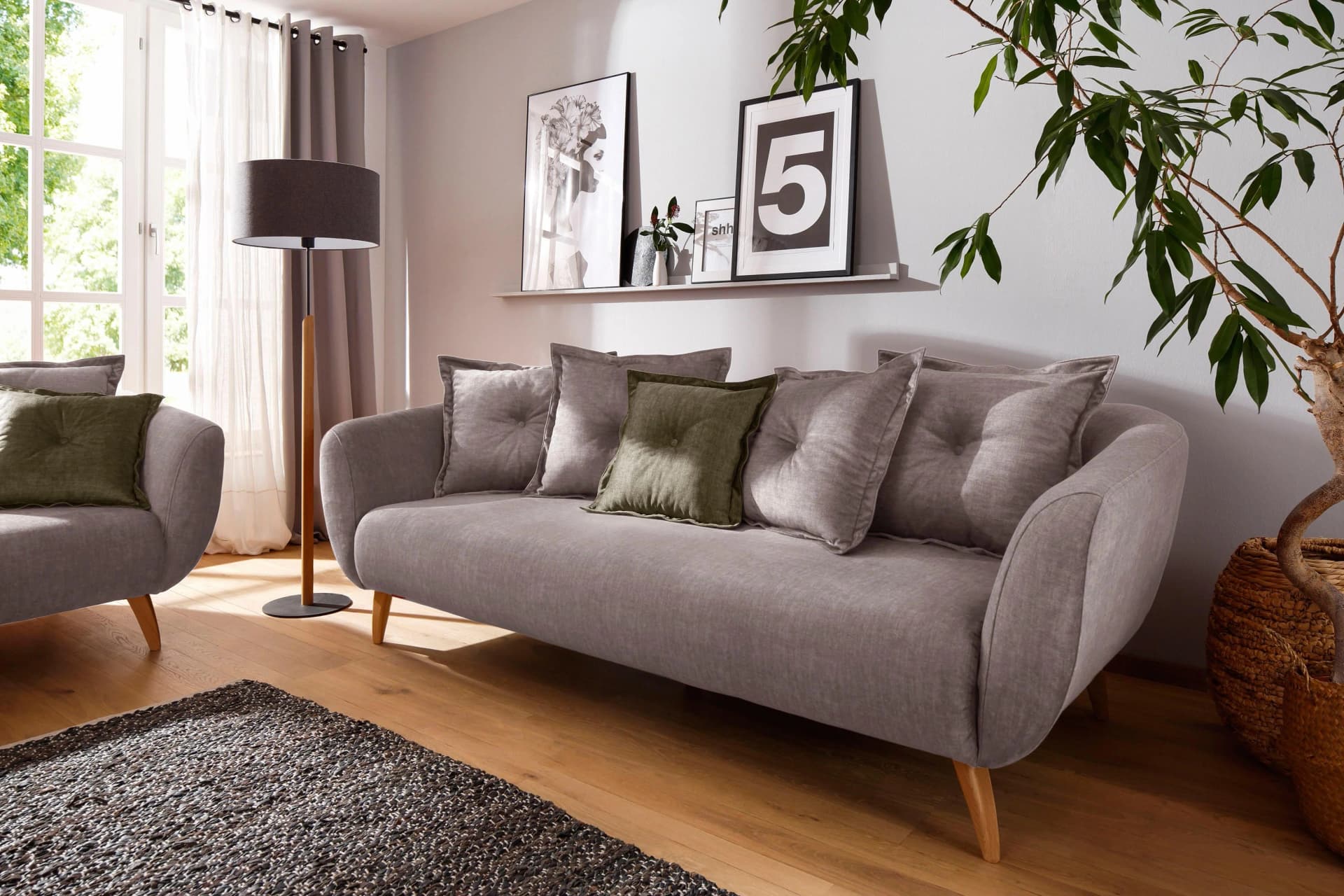 Home Affaire Baggio 3-Sitzer Sofa Braun Veloursstoff