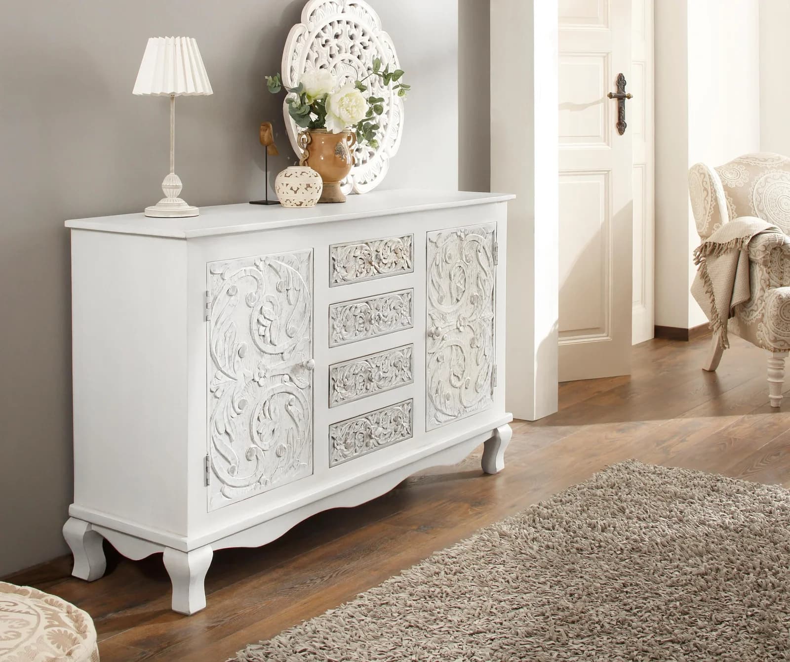 OTTO HOME Sideboard Rajat Massivholz Mango Beige