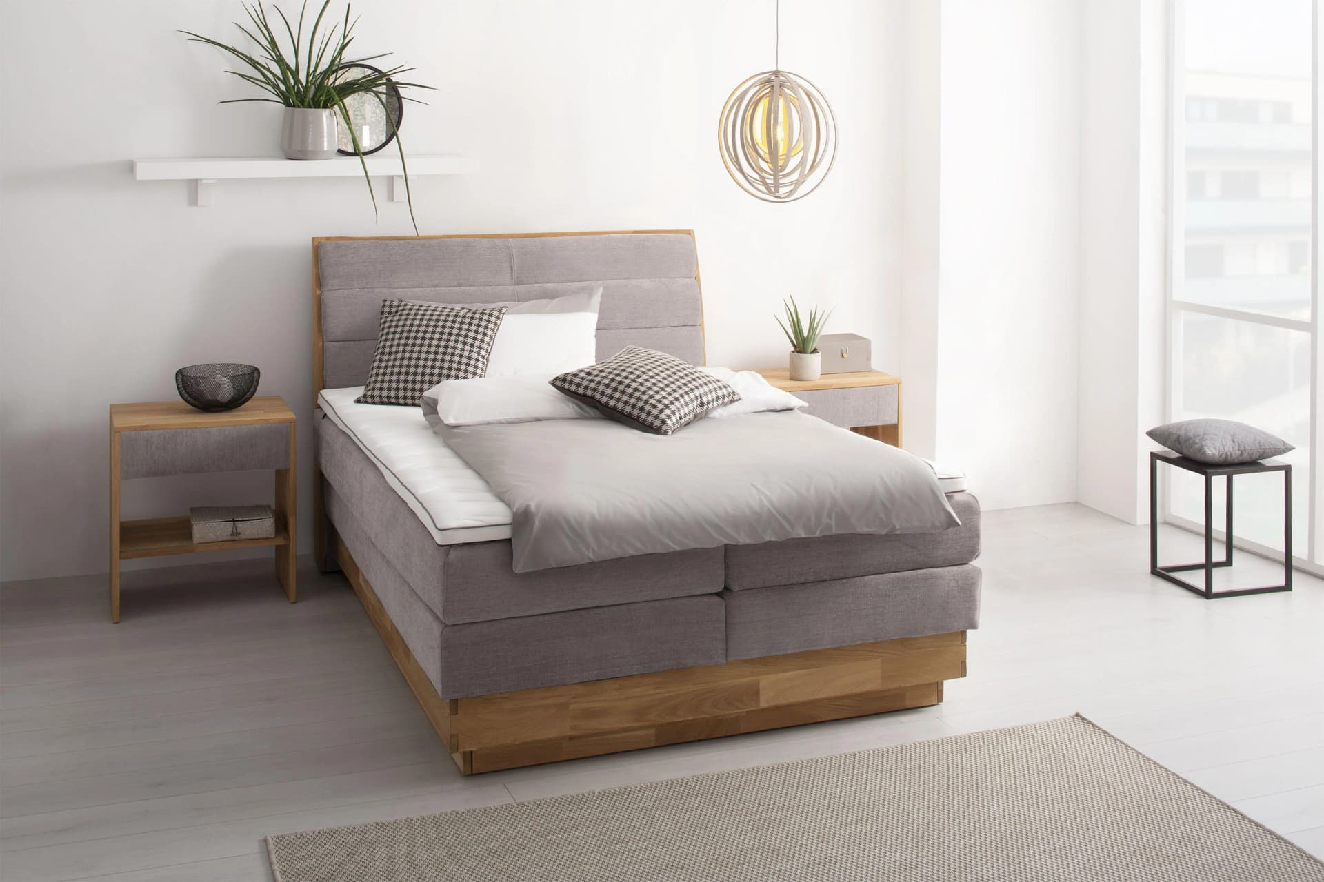 OTTO HOME Jenna Boxspringbett Grau Silber 204x216cm mit Bettkasten