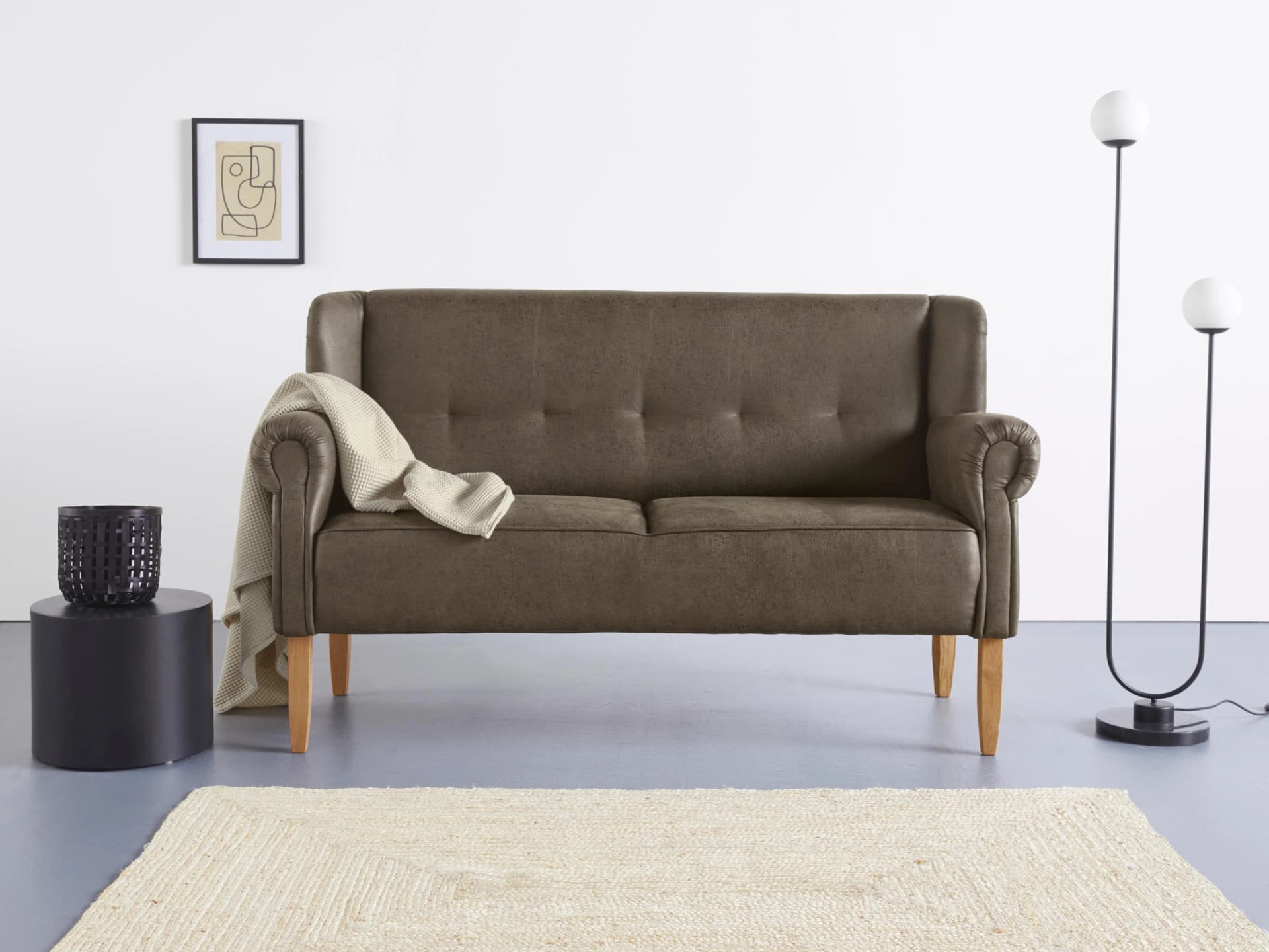 HOME AFFAIRE Küchensofa Moro Grün Microfaser 3-Sitzer
