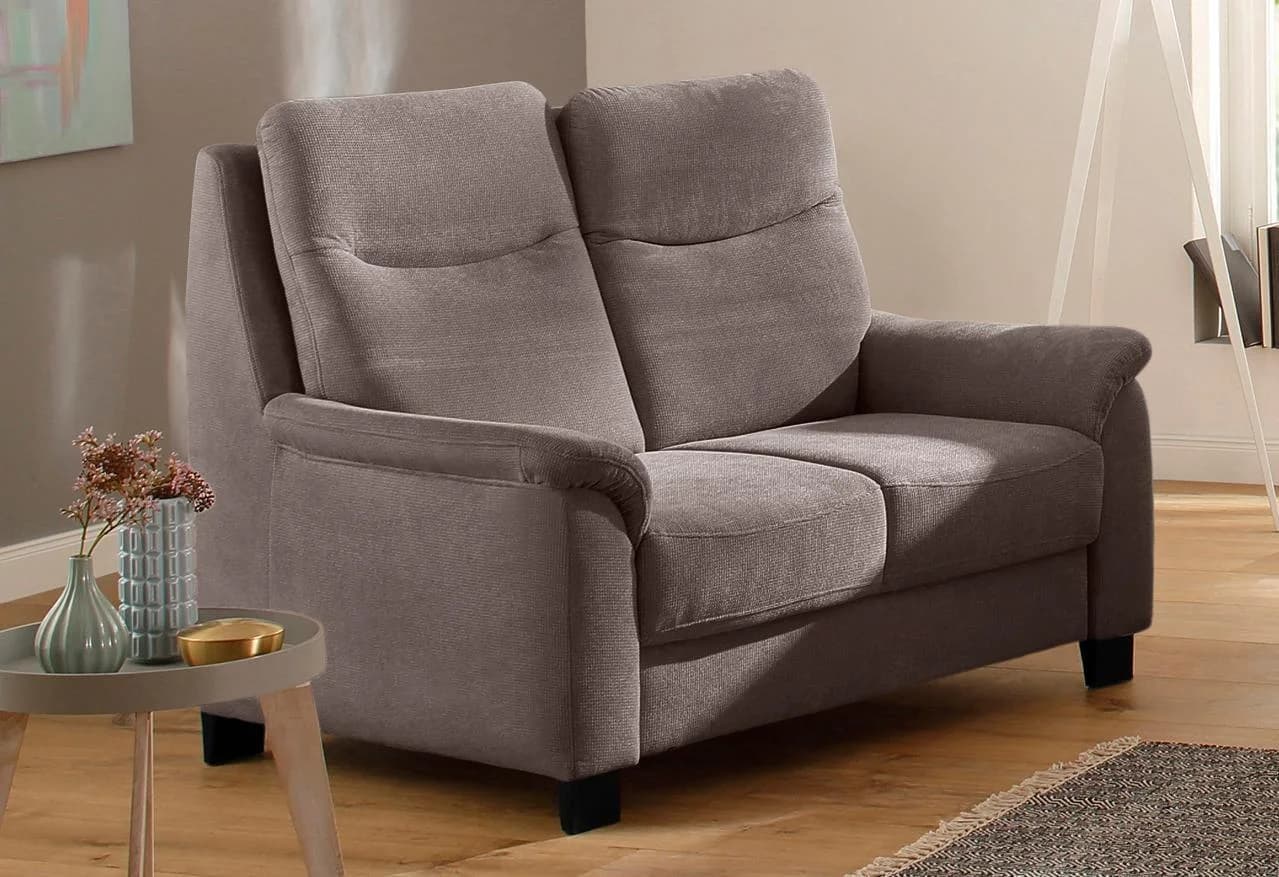 Home Affaire Boccaccio 2-Sitzer Sofa Taupe Microfaser mit Kopfteilverstellung