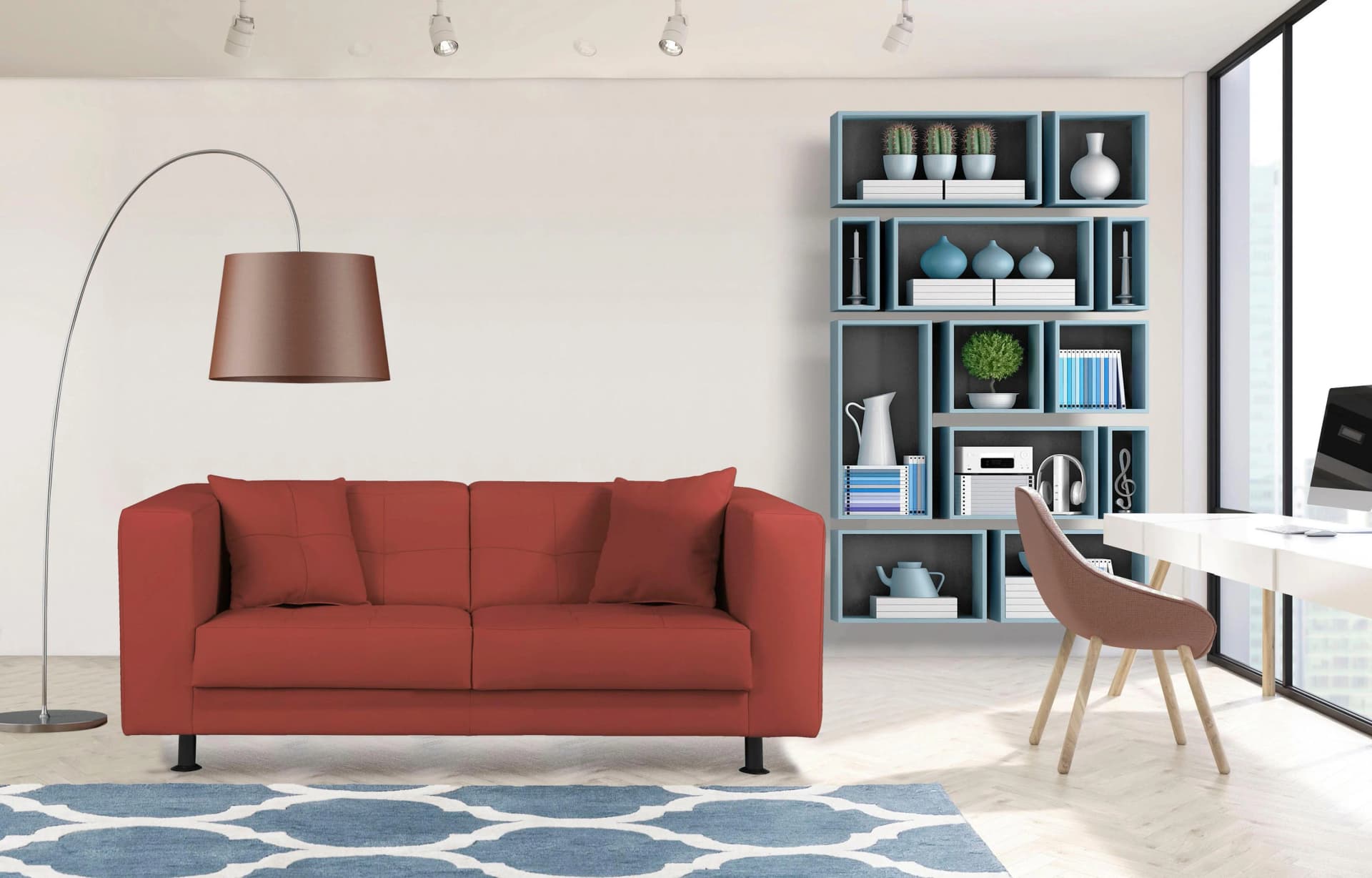 HOME AFFAIRE Bengo 2-Sitzer Sofa Rot Kunstleder mit Steppung