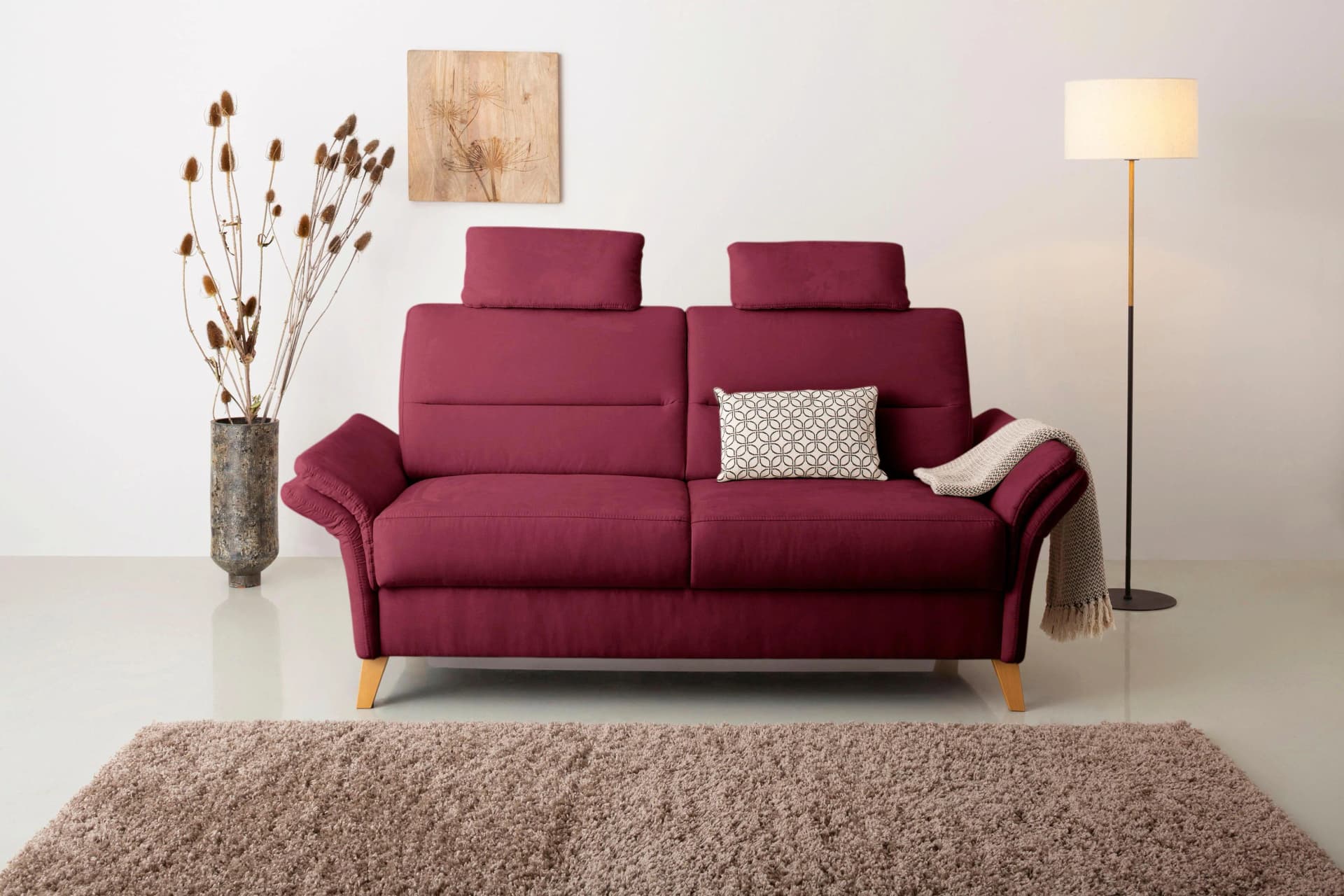 HOME AFFAIRE Westerland 3-Sitzer Sofa Bordeaux mit Armlehnfunktion