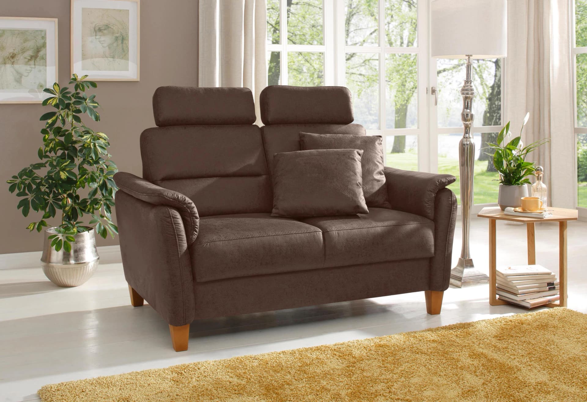 Home Affaire 2-Sitzer Sofa Palmera Dunkelbraun Microfaser Lederoptik