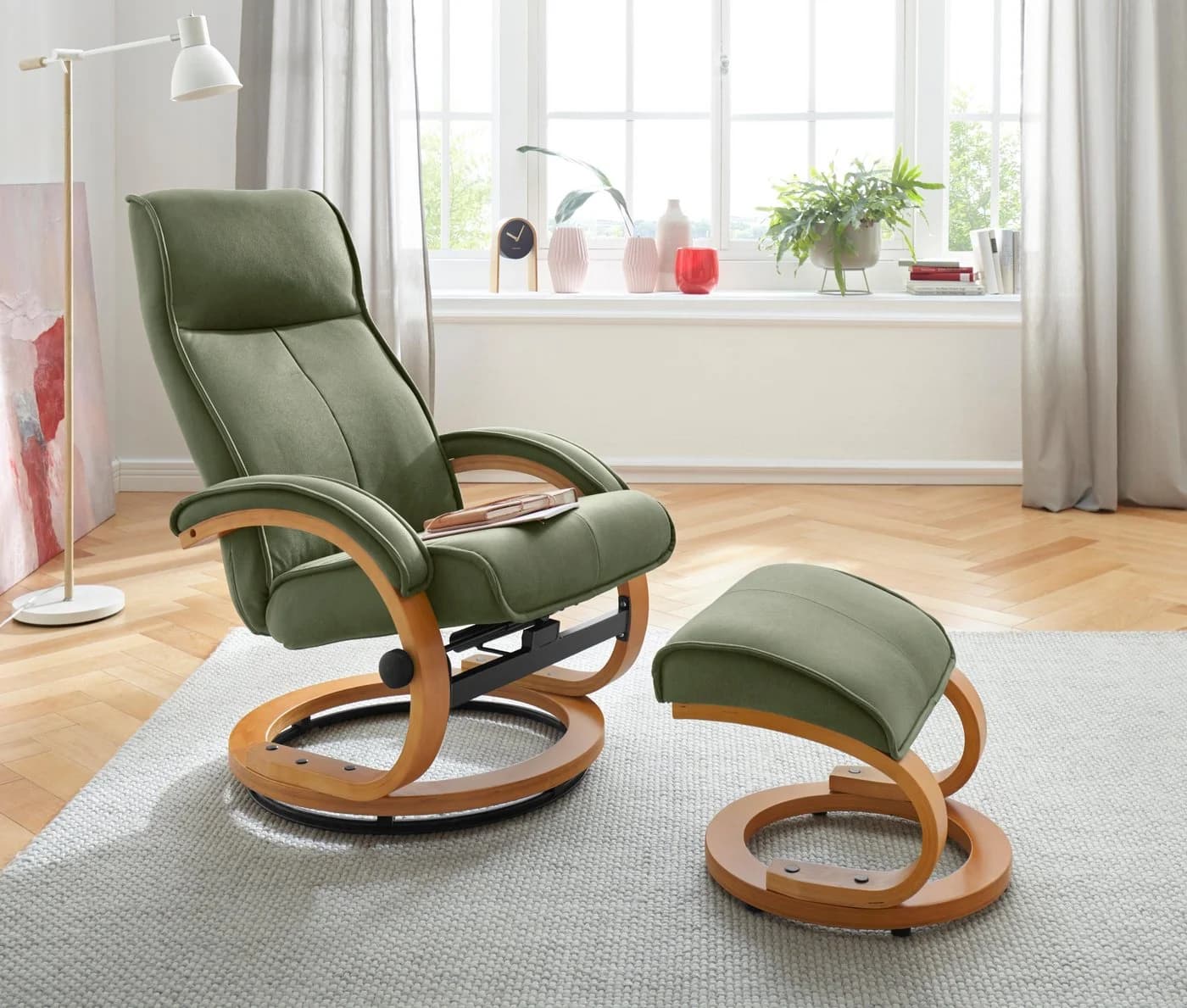 HOME AFFAIRE Relaxsessel Lille mit Hocker Grün Relaxfunktion