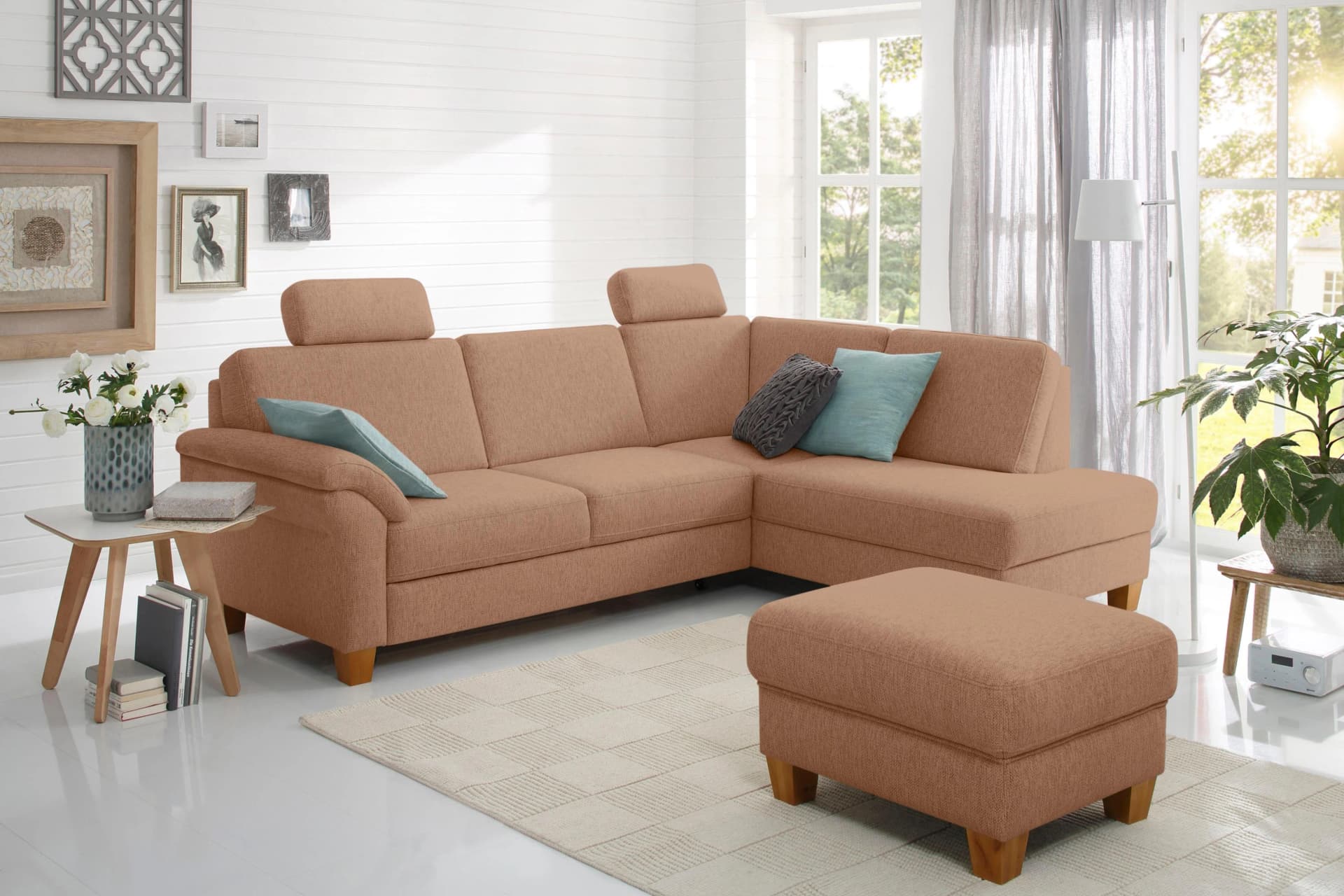HOME AFFAIRE Ecksofa Borkum L-Form Braun mit Ottomane