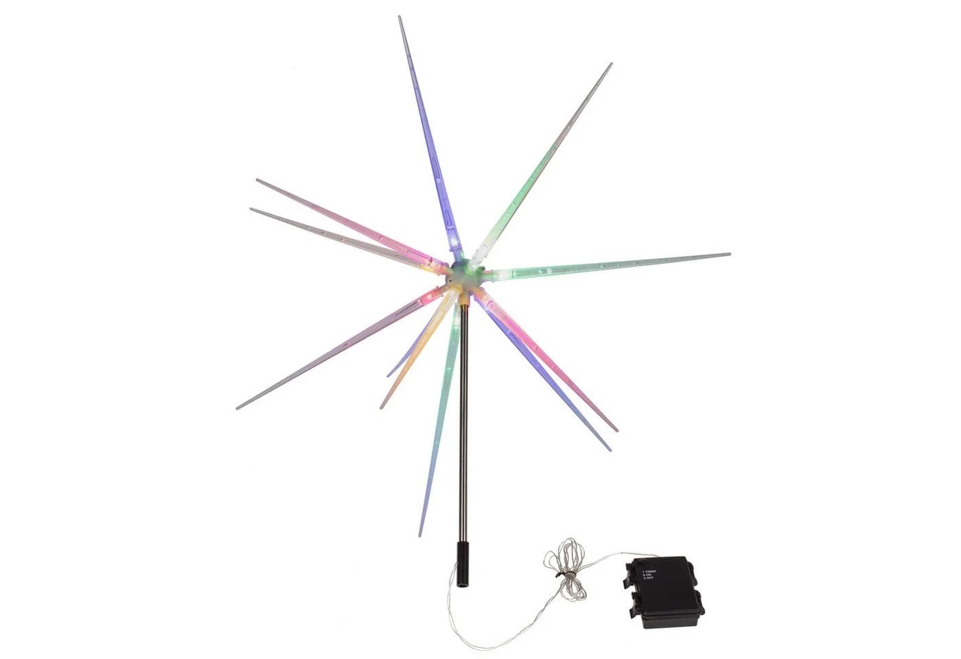 Out of the Blue LED Gartenstecker Stern Bunt 14 LEDs Timer IP44