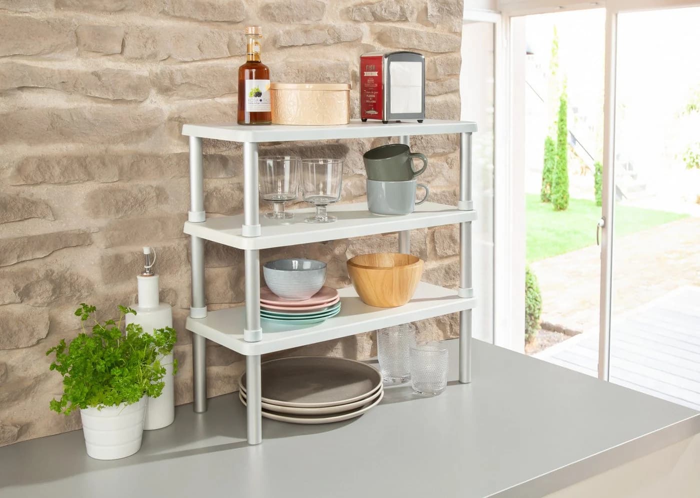 Ruco Küchenregal 3 Etagen Aluminium/Kunststoff Silber Modern