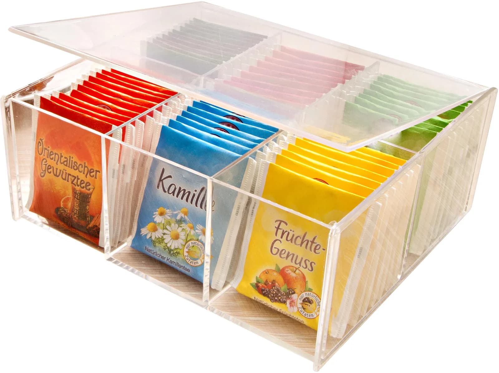 Teebox RUCO mit Deckel, transparent, Lebensmittelaufbewahrungsbehälter, Teeaufbewahrung, aromadicht
