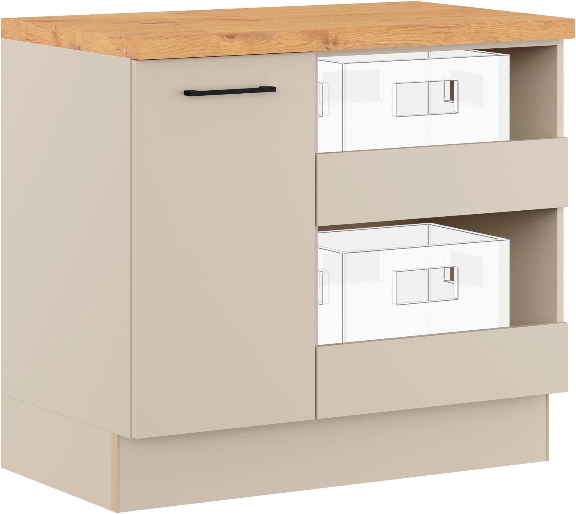 Mehrzweckschrank-Set IMPULS KÜCHEN 'Warschau' Kieselgrau Vintage Eiche