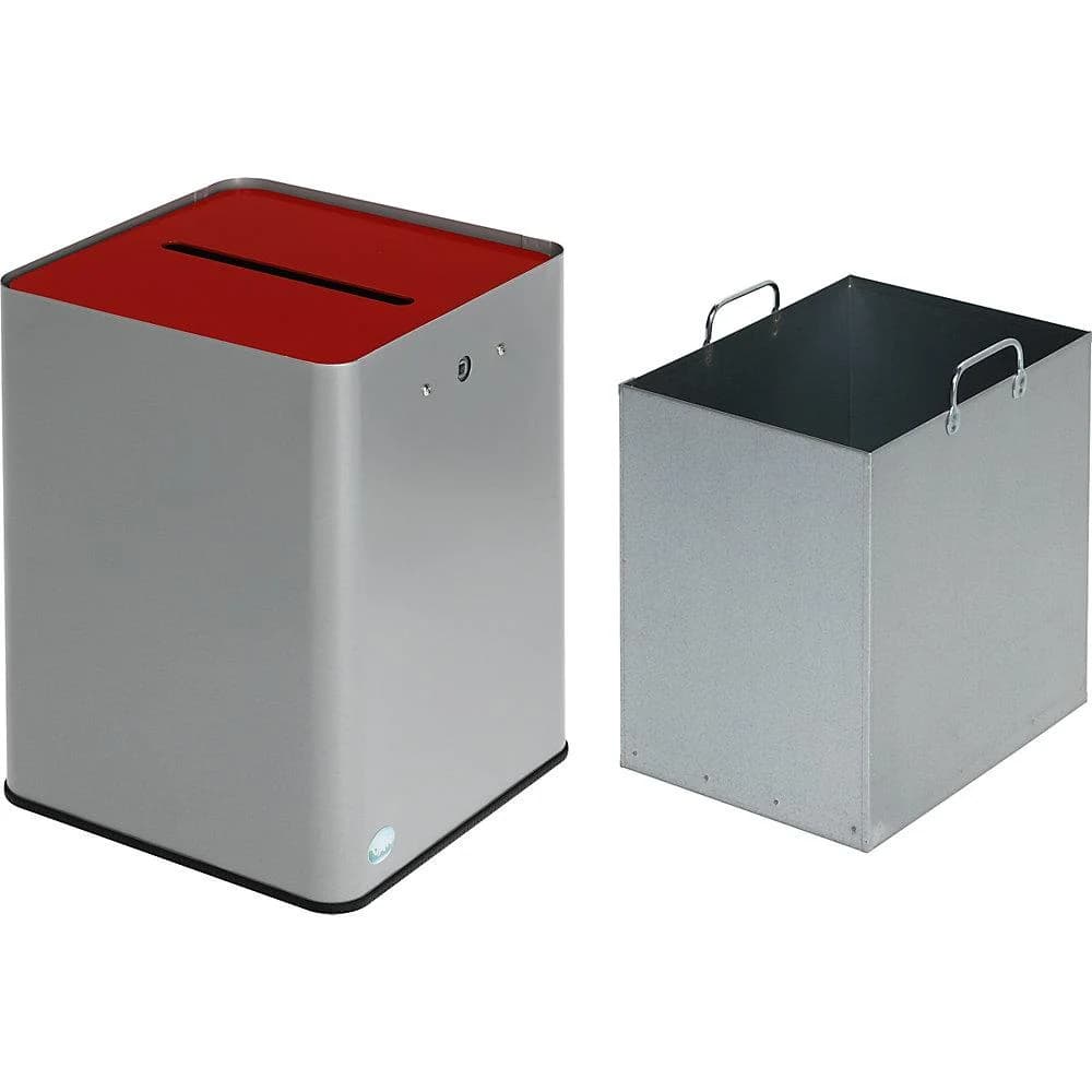 VAR Papiersammler P40-DSGVO Silber mit rotem Kopfteil