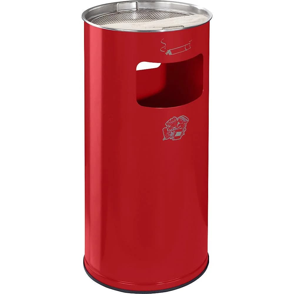 VAR Abfallsammler 37 Liter mit Ascher H 70 Rot