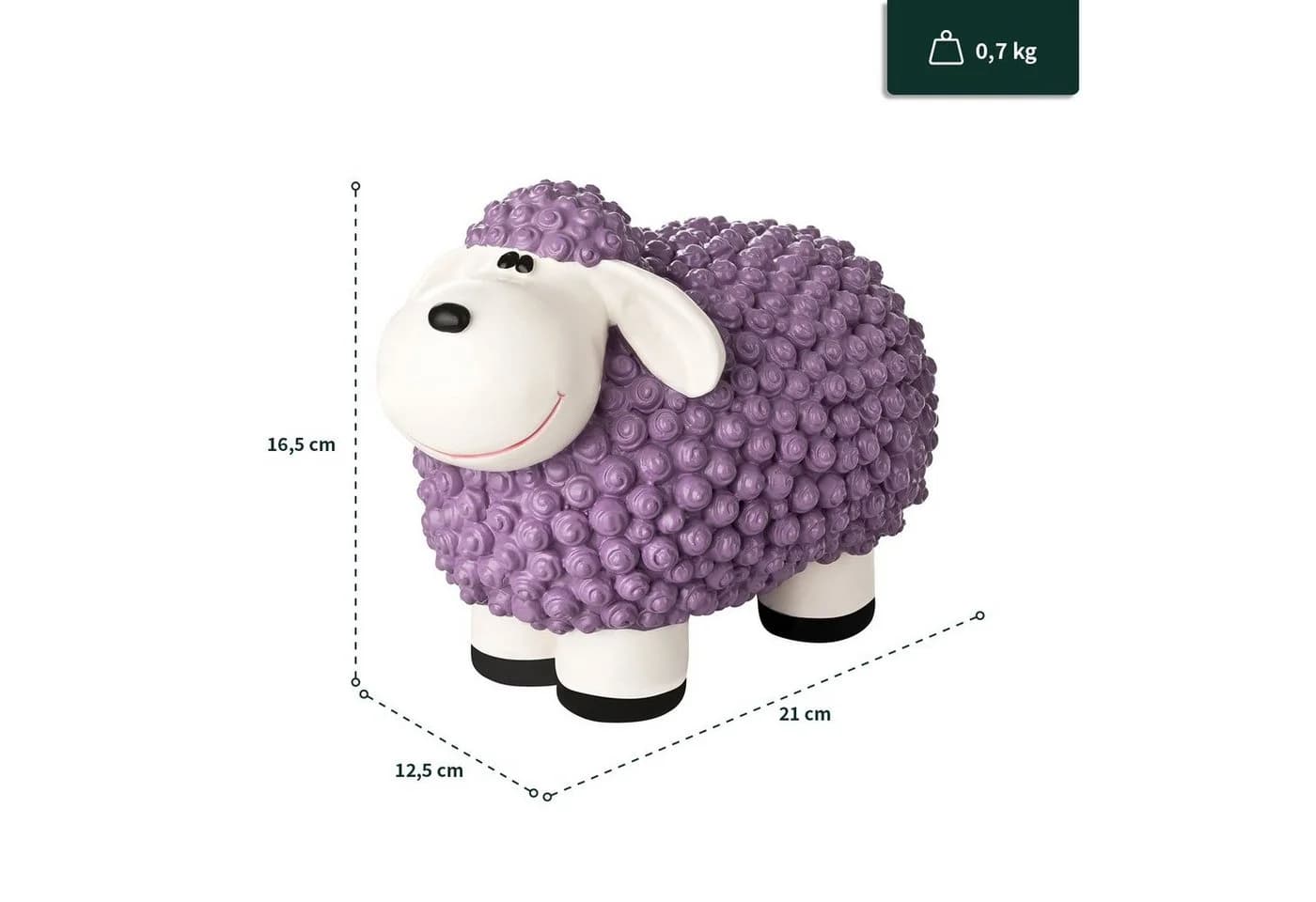 VERDOBA Gartenfigur Mini Schaf Polyresin Pastell Violett
