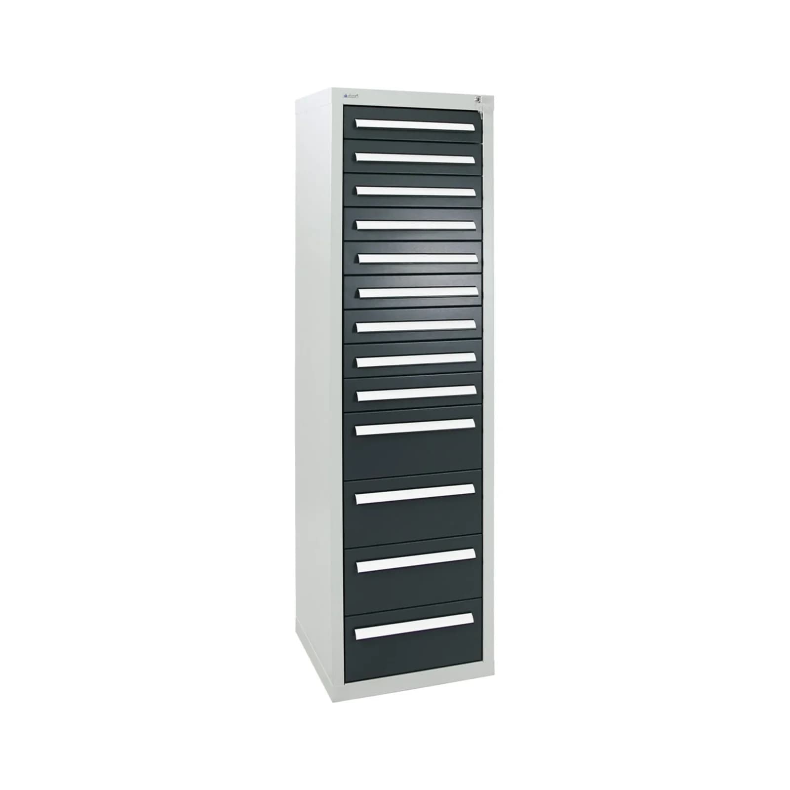Stumpf Schubladenschrank Serie T-100/35-1, 13 Schubladen, Metall grau