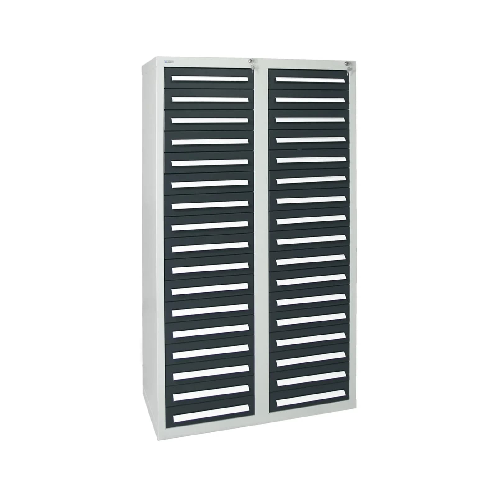 Stumpf Schubladenschrank Serie T-100/35-1, 34 Schubladen, RAL 7035/7016, Metall
