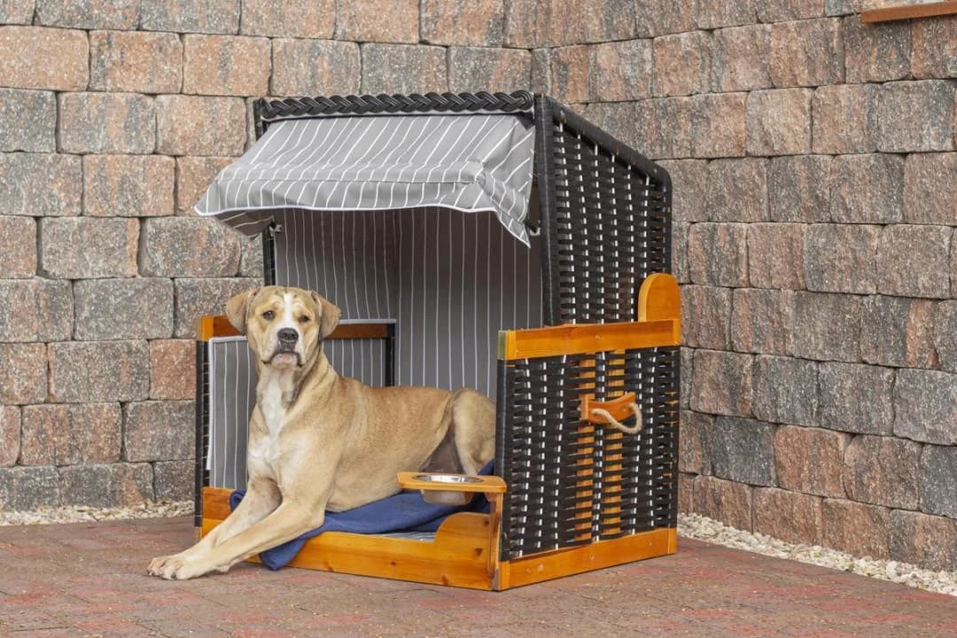 Hundestrandkorb Grau/Schwarz ca. 75x95 cm