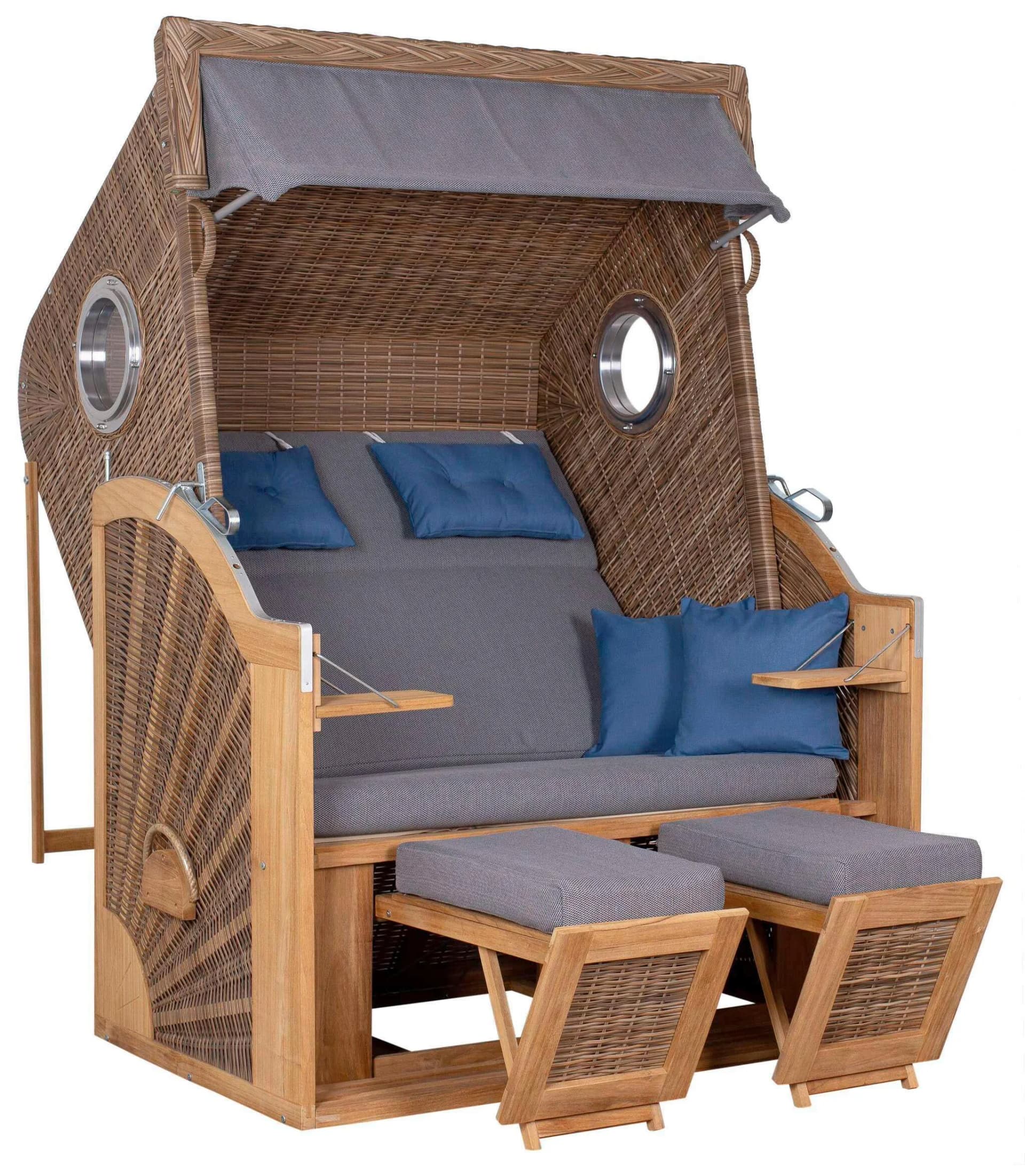 Strandkorb CLIFF XL Teakholz Dreiviertellieger