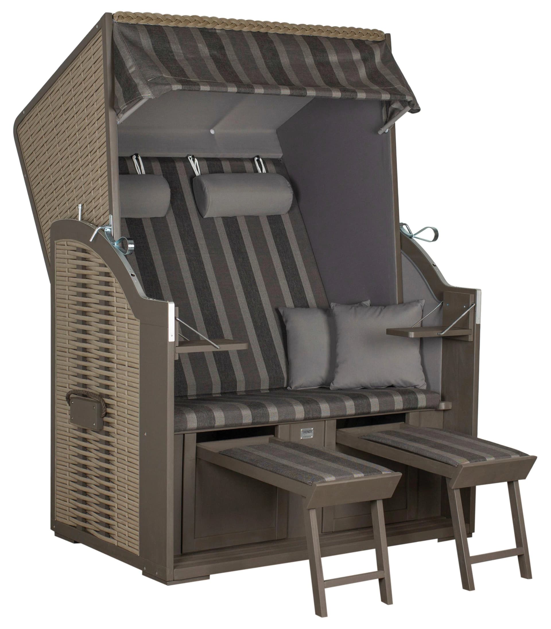 Strandkorb COMPACT Grau mit Kissen