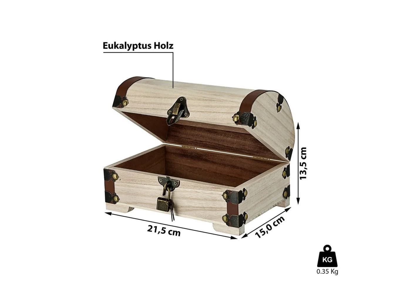 CEPEWA Holztruhe Vintage Braun mit Schloss