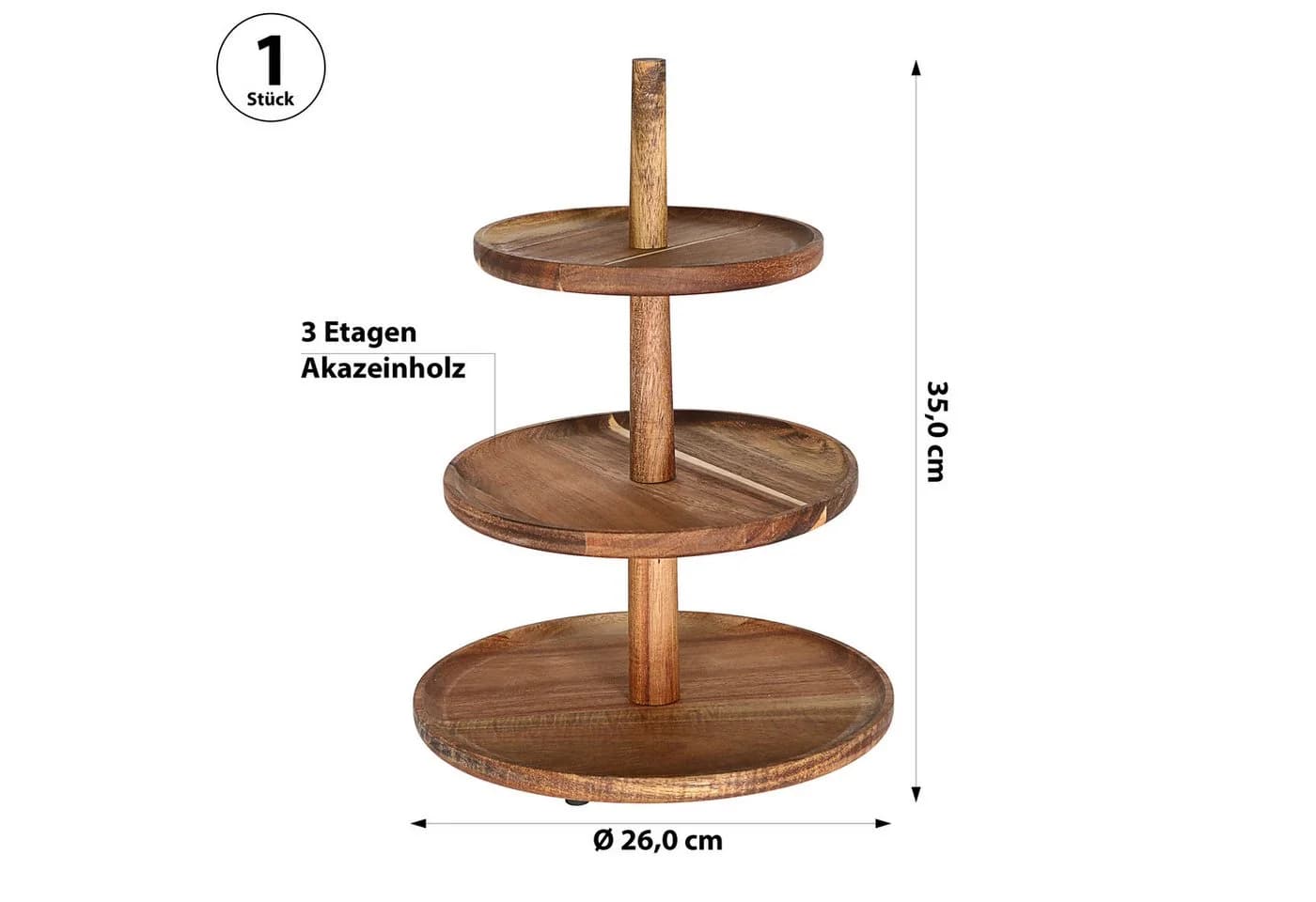CEPEWA Dekoetagere 3 Etagen Akazienholz Braun
