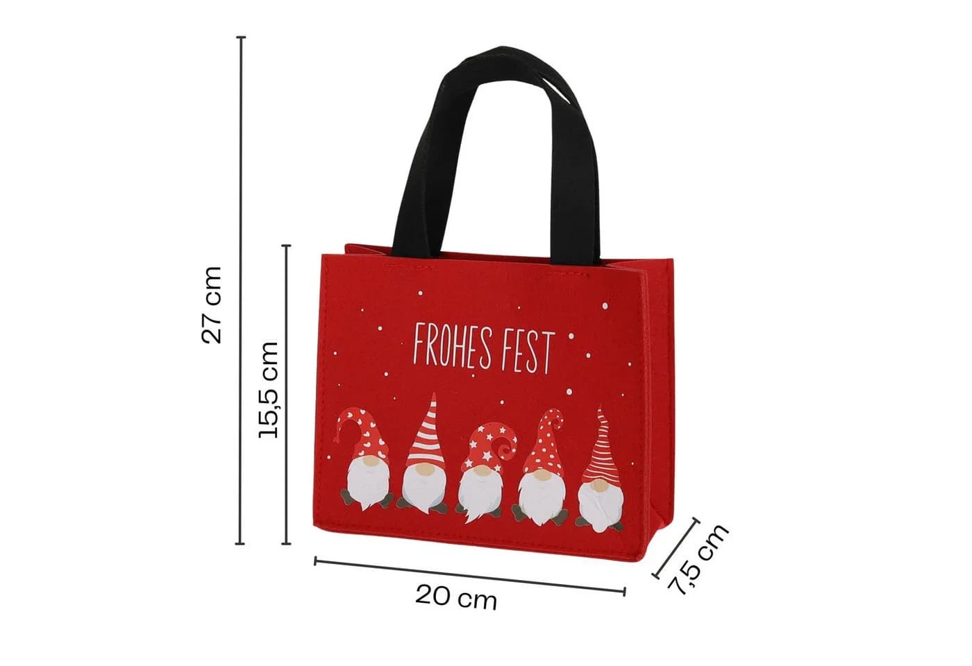 Annastore Geschenktaschen 4er Set aus Filz Weihnachten Rot/Anthrazit