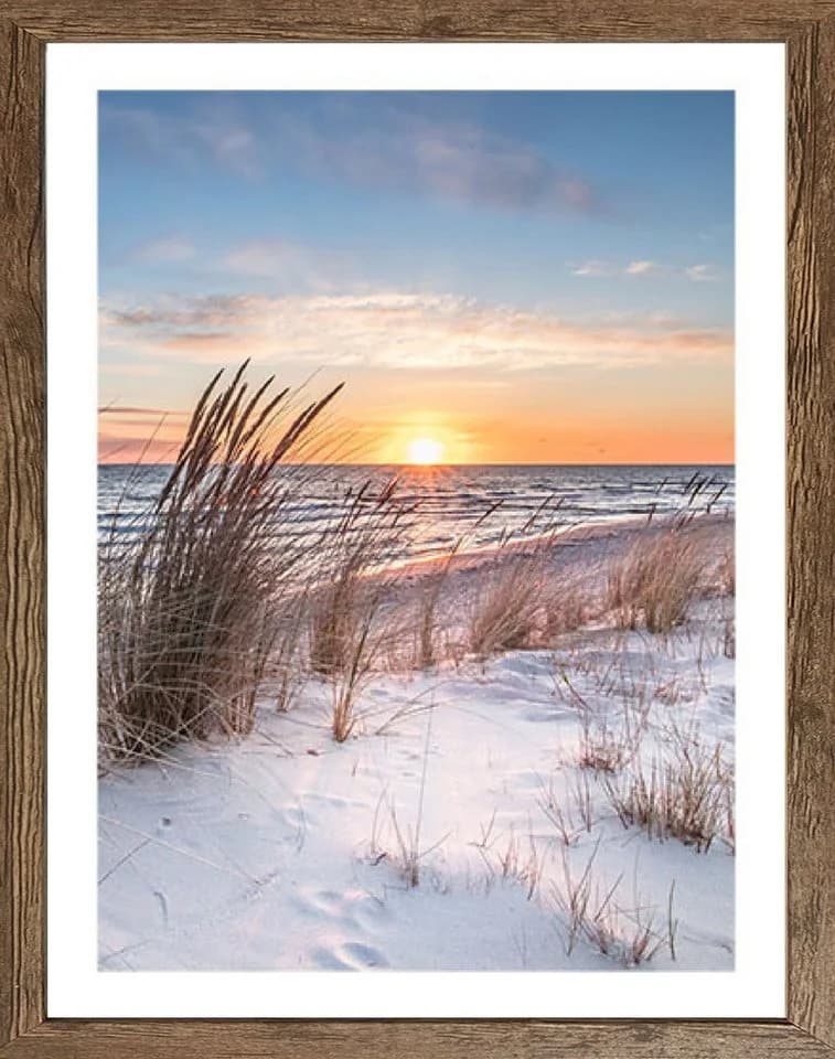 Bönninghoff Bild mit Rahmen Düne Gräser Küste Landschaft Meer Natur Sonnenaufgang Untergang Strand