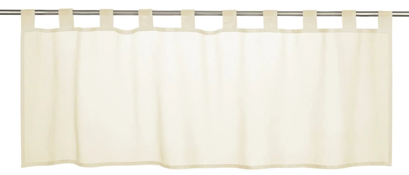 ELBERSDRUCKE Bistrogardine Beige Transparent Voile Kurzgardine mit Schlaufen