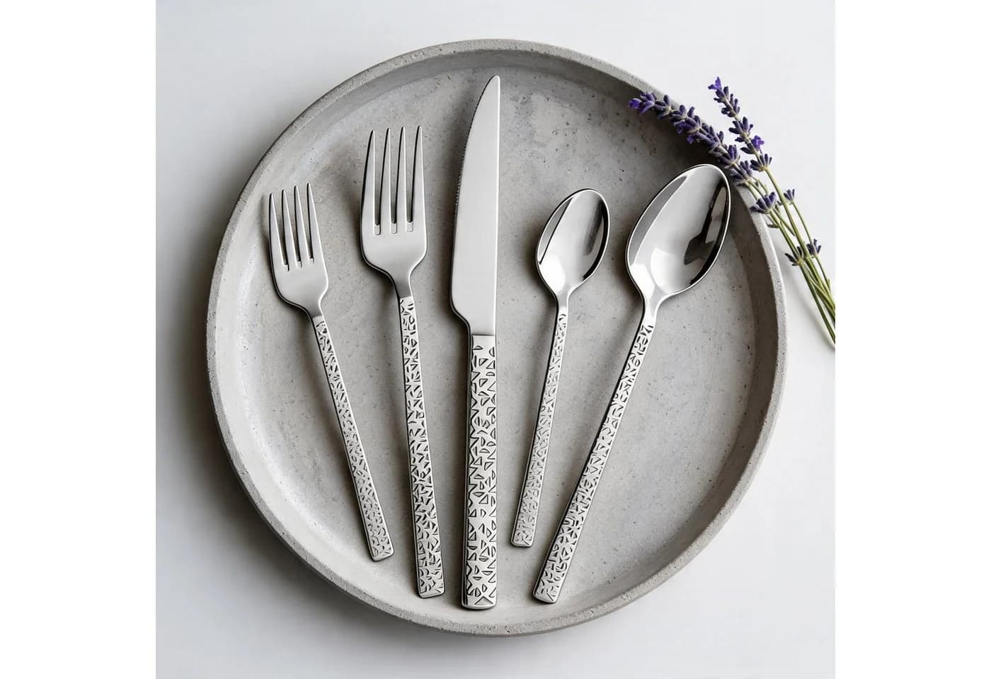 MULEX Besteck-Set Siena 60-tlg. Chromstahl silber Hammerschlag-Optik