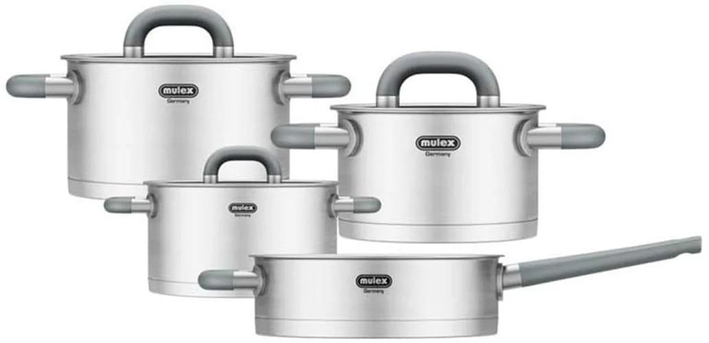 Mulex Topf-Set Lugano Edelstahlfarben 5 l Induktion