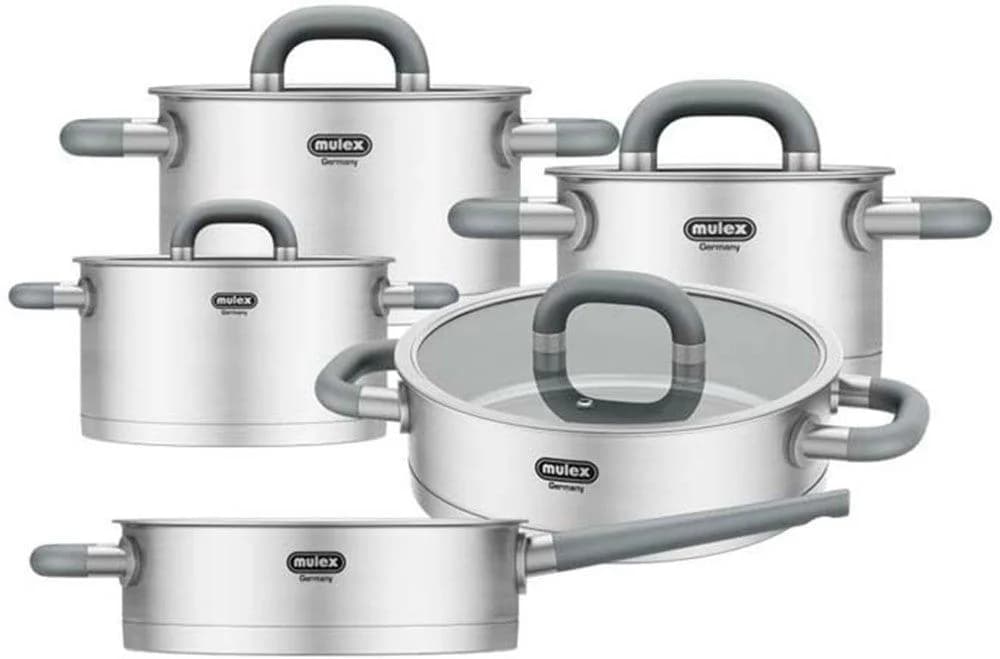 Topf-Set MULEX "LUGANO" Grau Edelstahl 18/10 Induktion