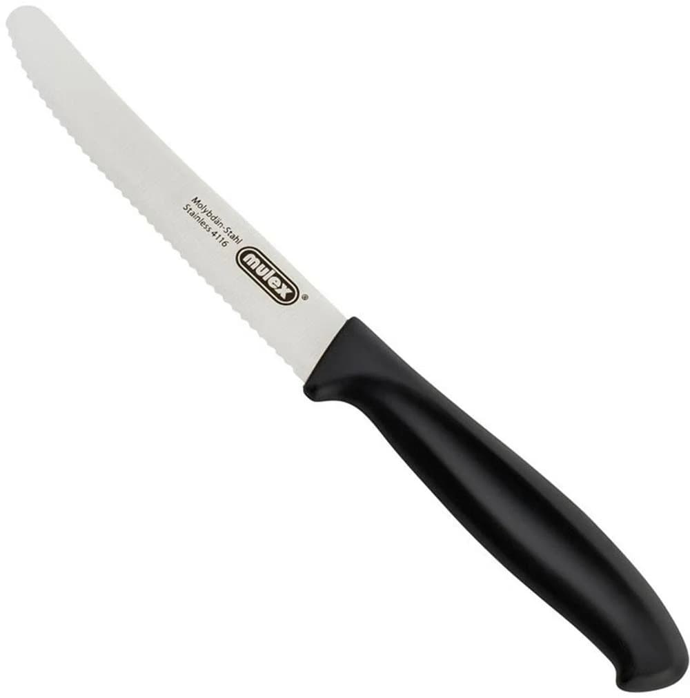 Mulex Kochmesser Schwarz Wellenschliff
