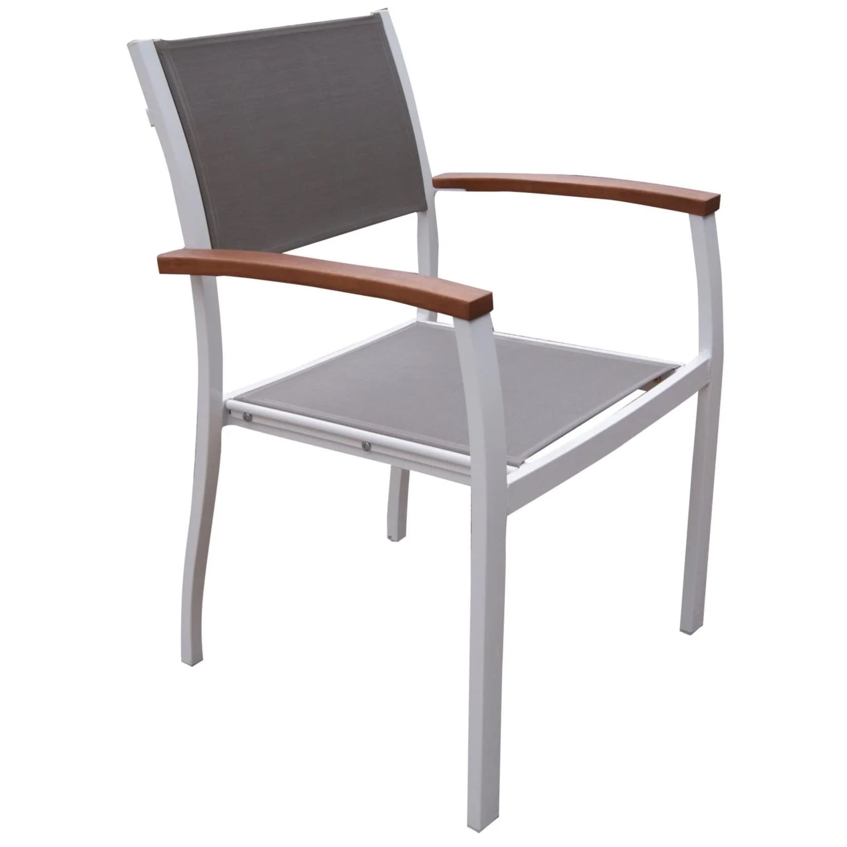 Merxx Stapelsessel Naxos 2er-Set Aluminium Akazienholz