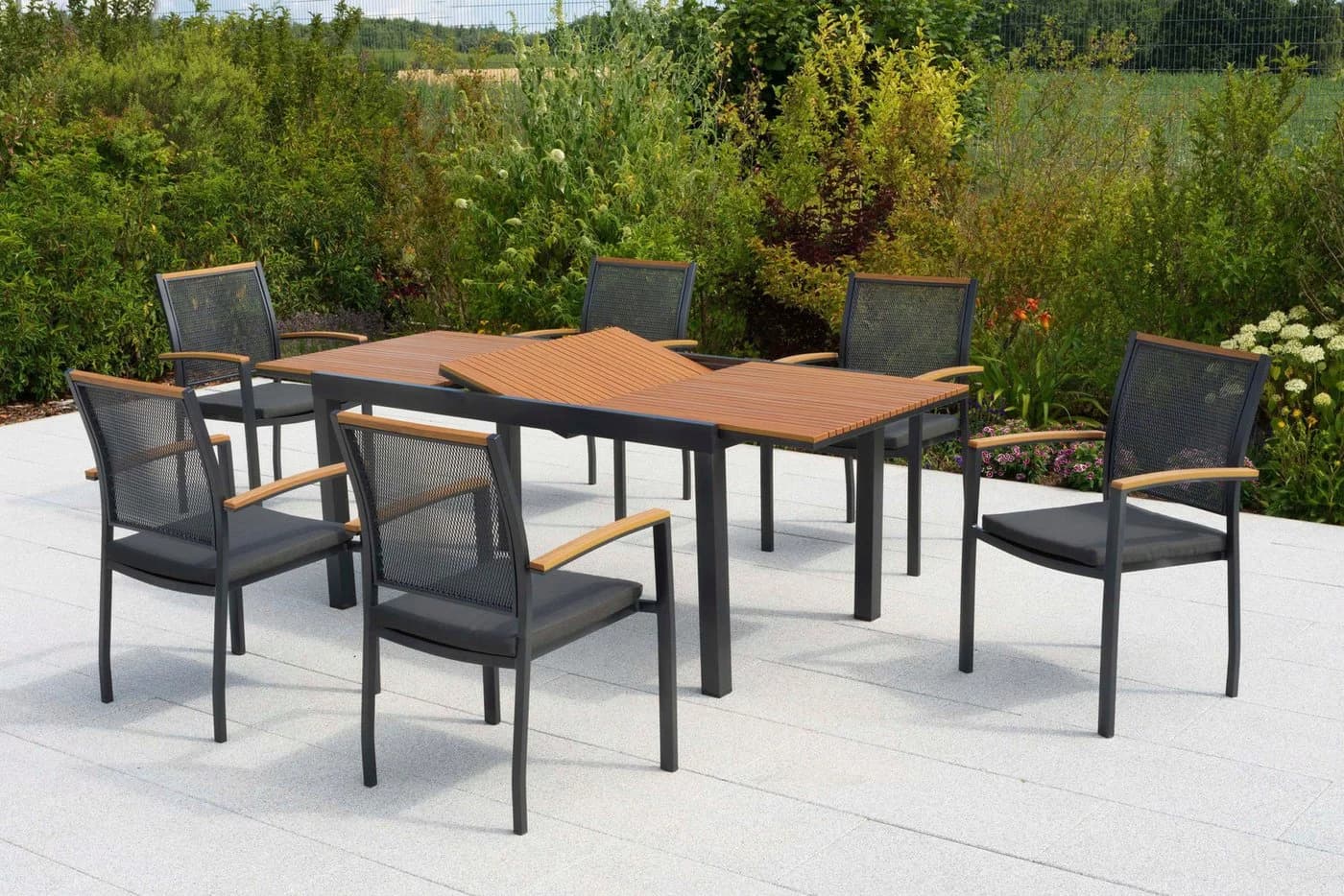 MERXX Garten-Essgruppe Itanos 13-tlg. mit ausziehbarem Tisch