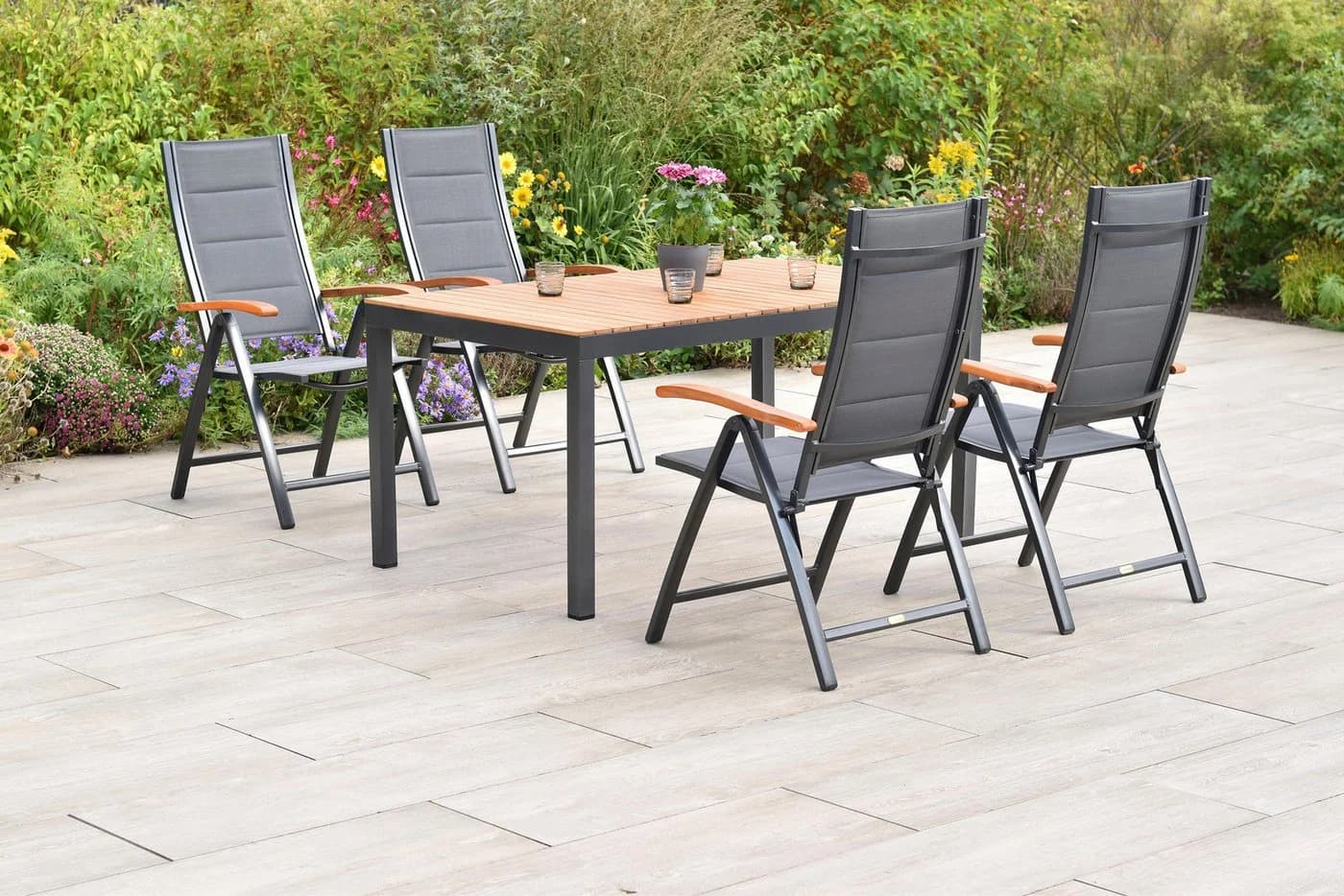 MERXX Garten-Essgruppe Paxos 5-tlg. Grau Aluminium Akazie