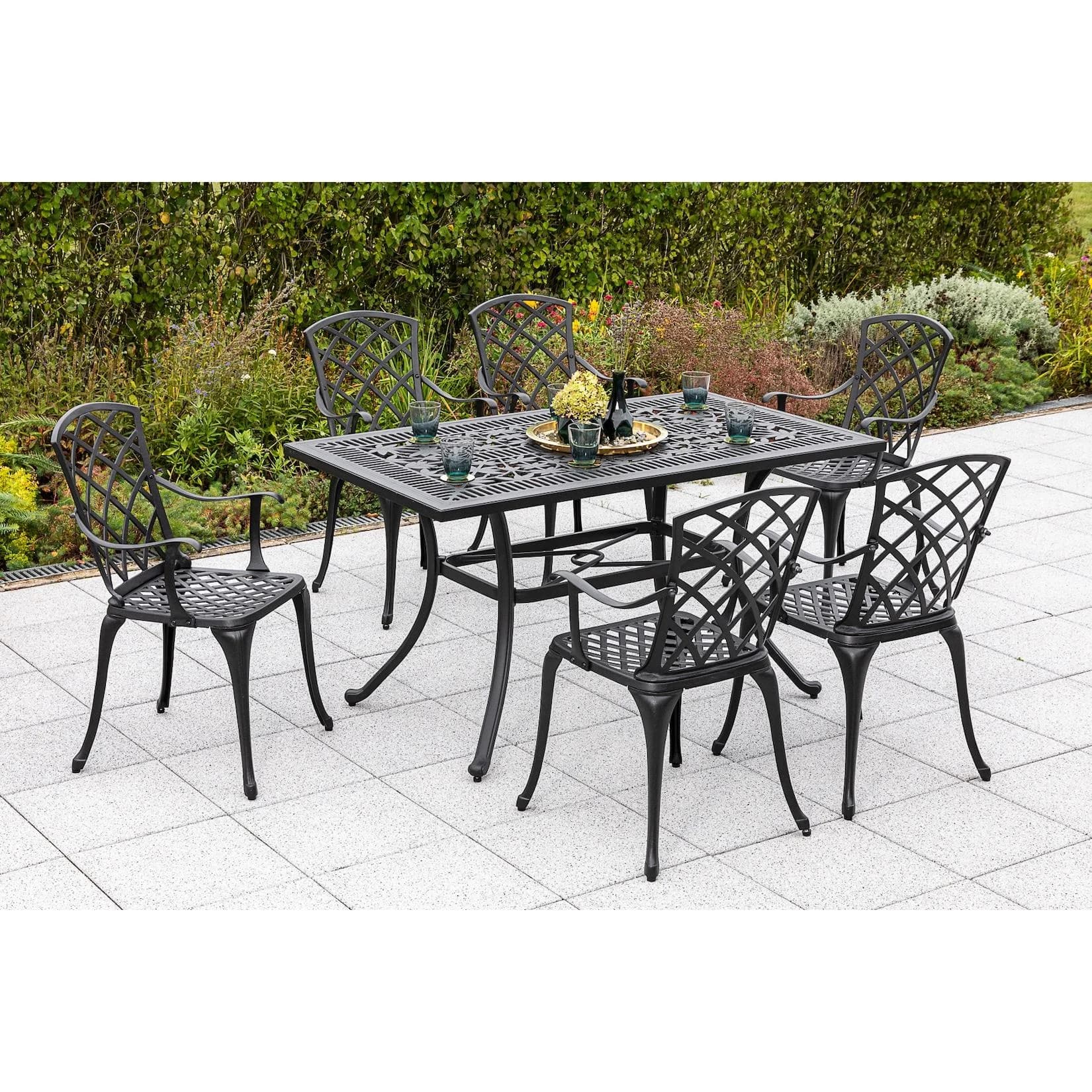 MERXX Garten-Essgruppe Rhodos 7-tlg. Grau Aluminium