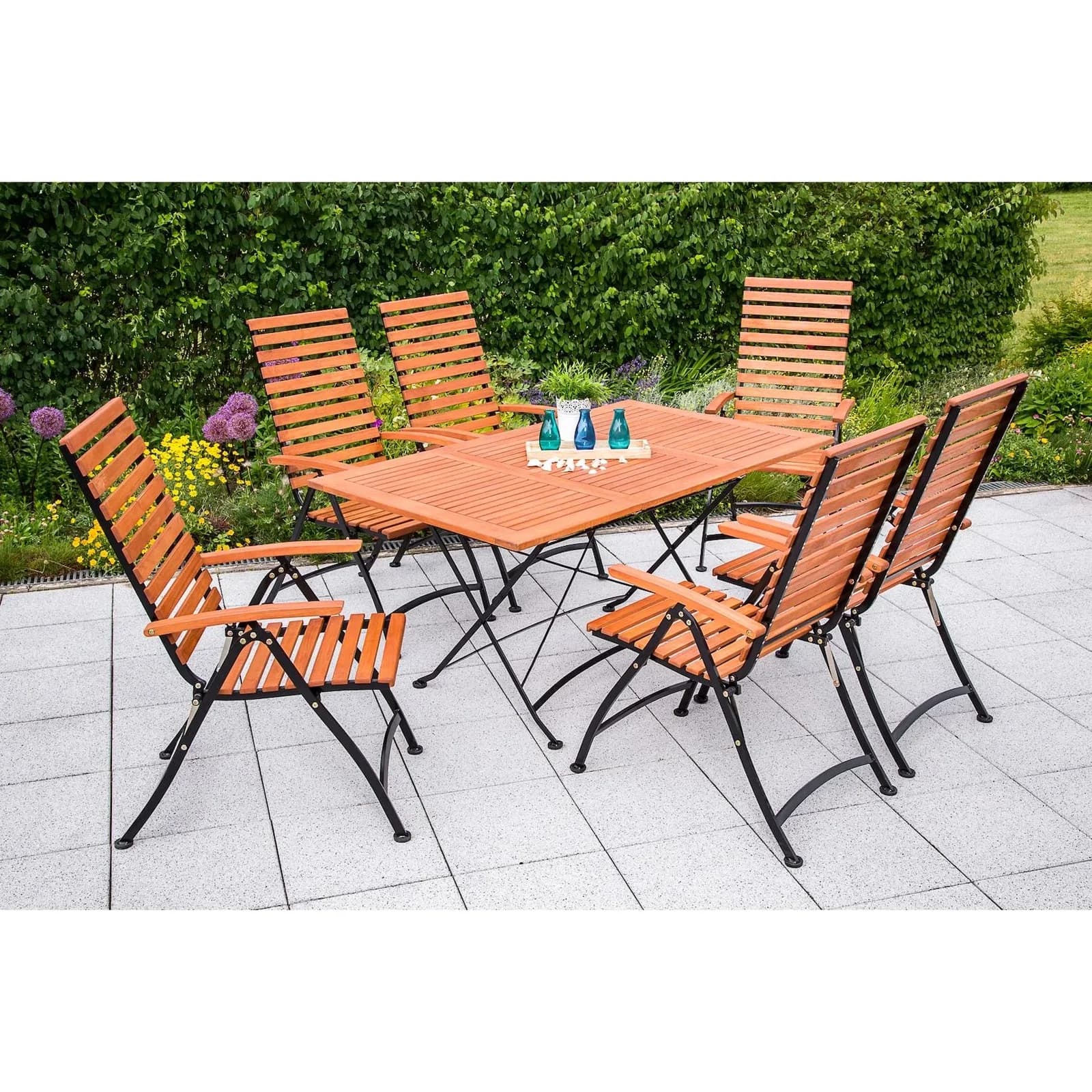 Merxx Garten-Essgruppe Schlossgarten 7-tlg. Braun Eukalyptus Stahl