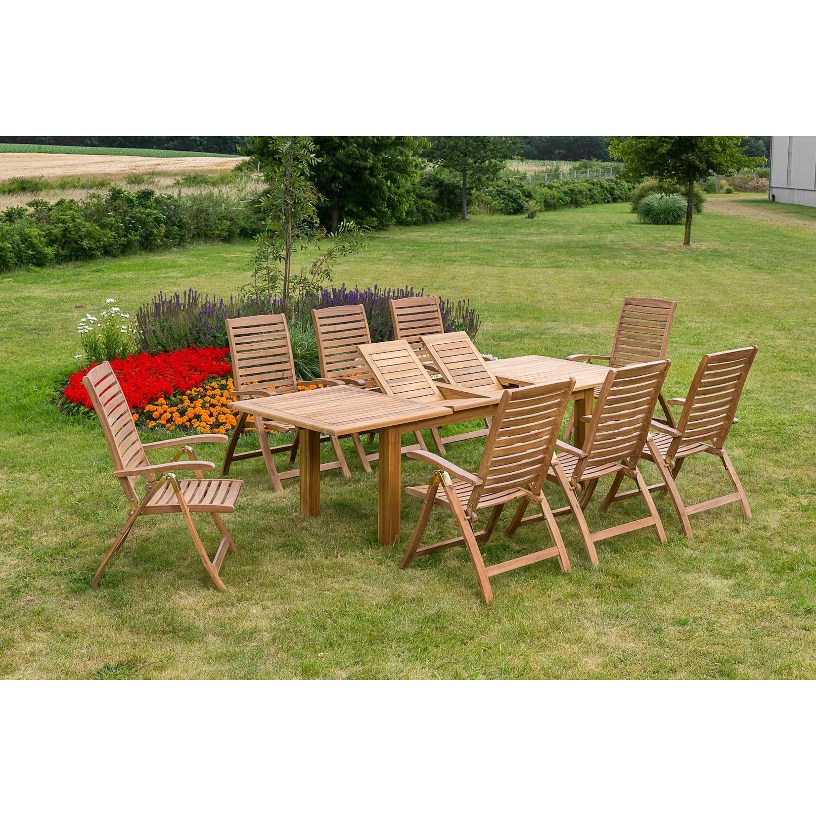 Merxx Gartenmöbelset Parabaiba 9tlg. mit Doppelausziehtisch