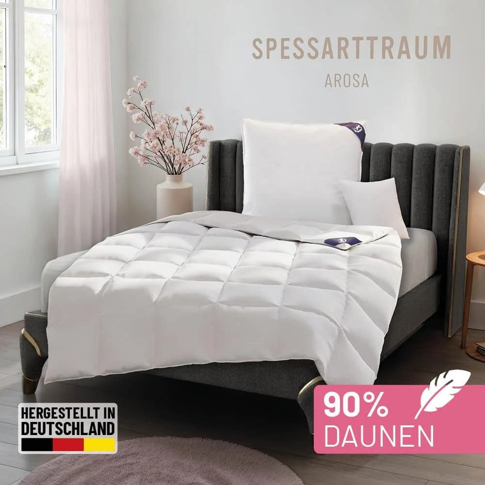 SPESSARTTRAUM Daunenbettdecke Arosa Weiß 100% Baumwolle 90% Daunen