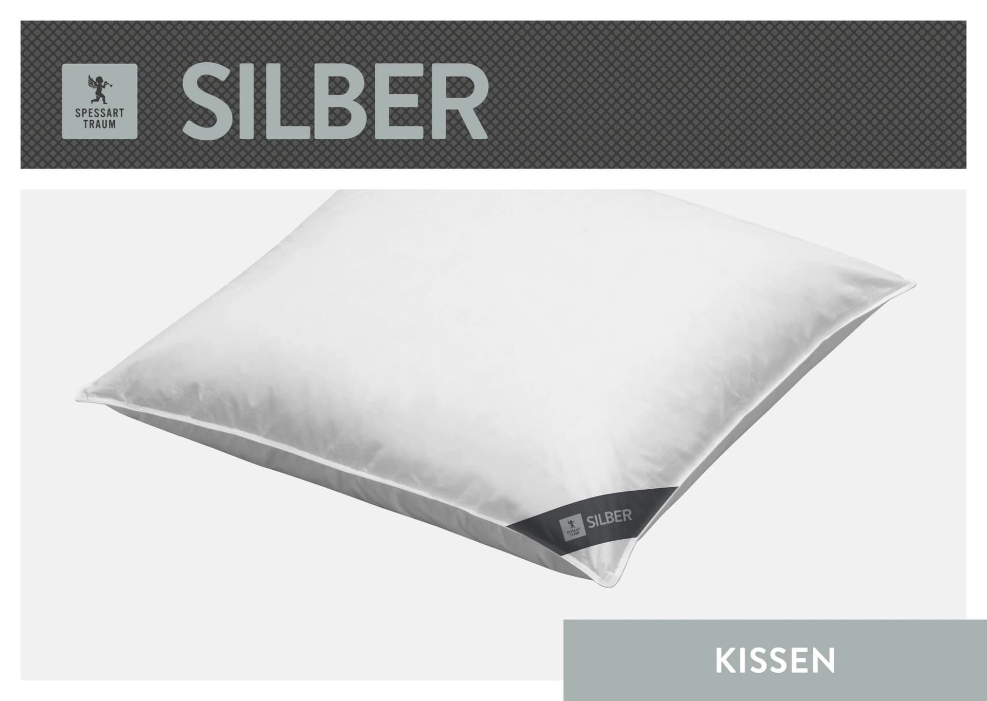 Spessarttraum 3-Kammer-Kopfkissen Silber Weiß Baumwolle Daunen Federn