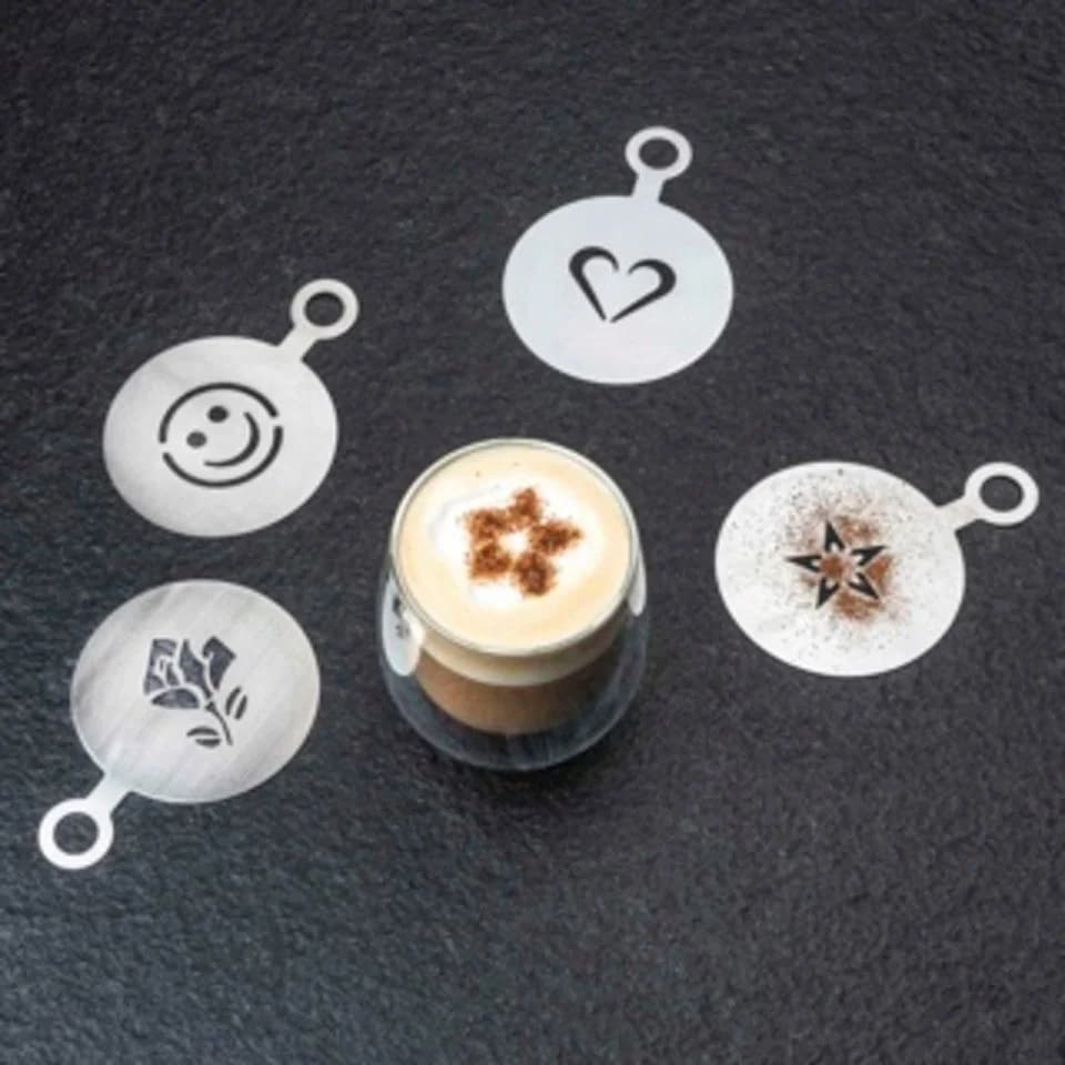 Haushalt International Kaffee-Schablone 4er Set Edelstahl