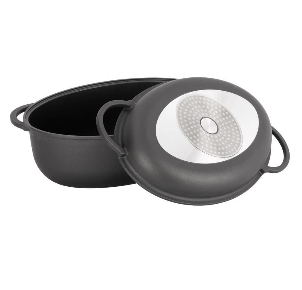 Haushalt International Bräter 2in1 Aluminiumguss mit Grilldeckel