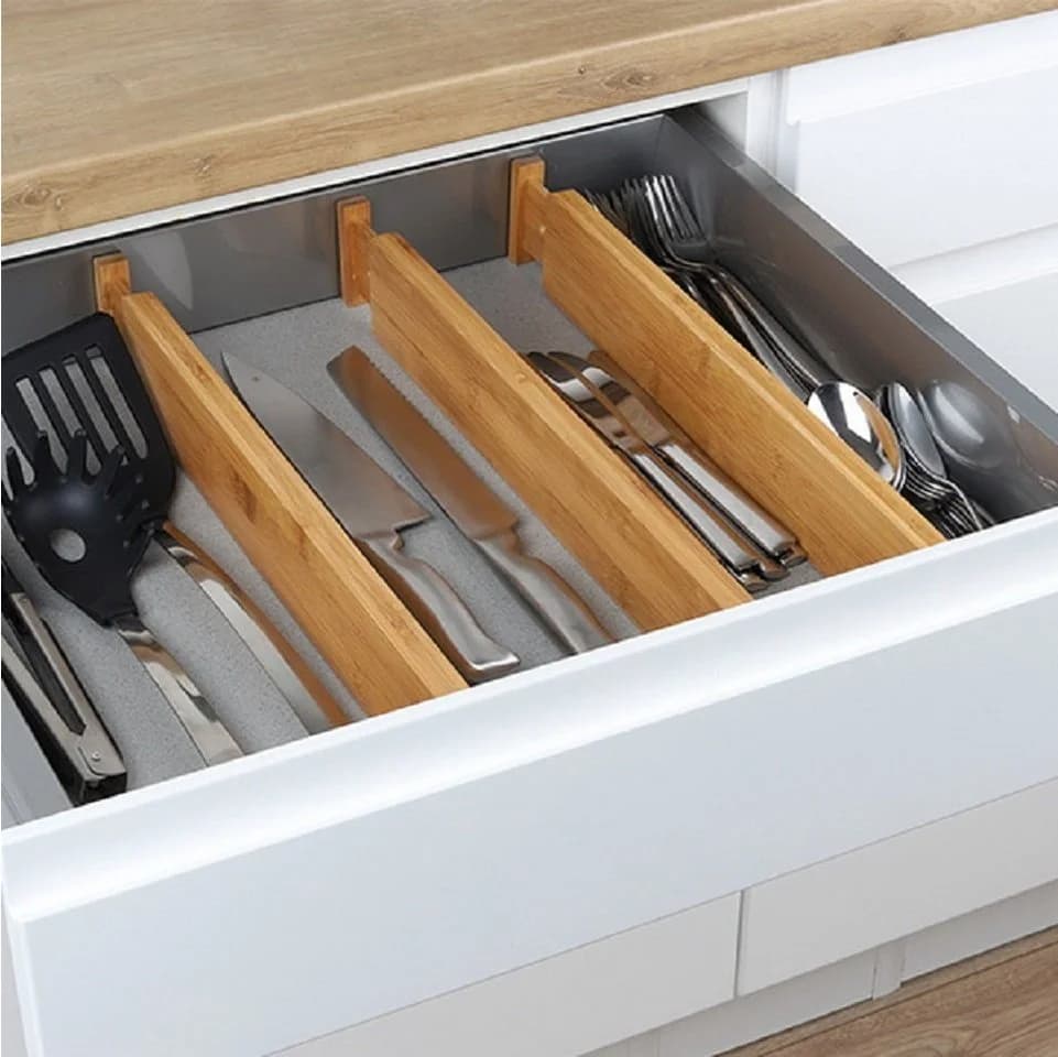 Haushalt International Küchenorganizer-Set 4-tlg. Bambus Schubladentrenner