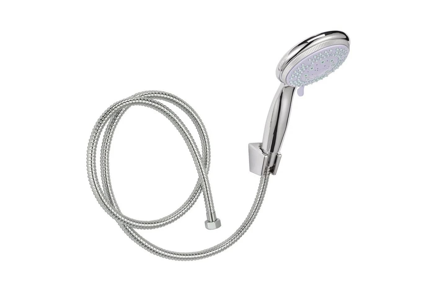Haushalt International Duschbrause mit 5 Funktionen Ø 11,5 cm inkl. Duschschlauch Wandhalterung