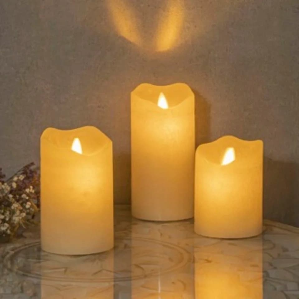 Haushalt International LED-Kerze Flammenlose LED Kerzen, 3er Set mit beweglicher Flamme